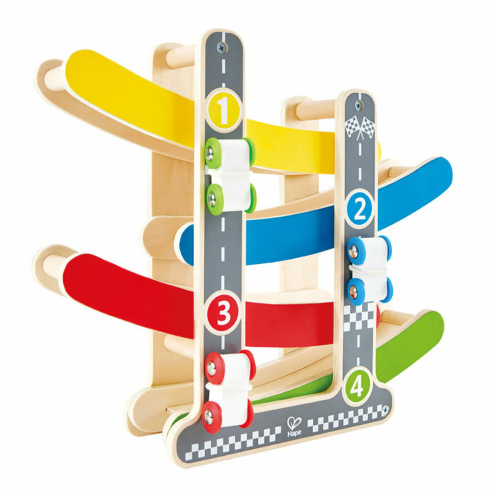 Hape Fast Flip Wooden Racetrack - Colorful Racing Toy for Toddlers