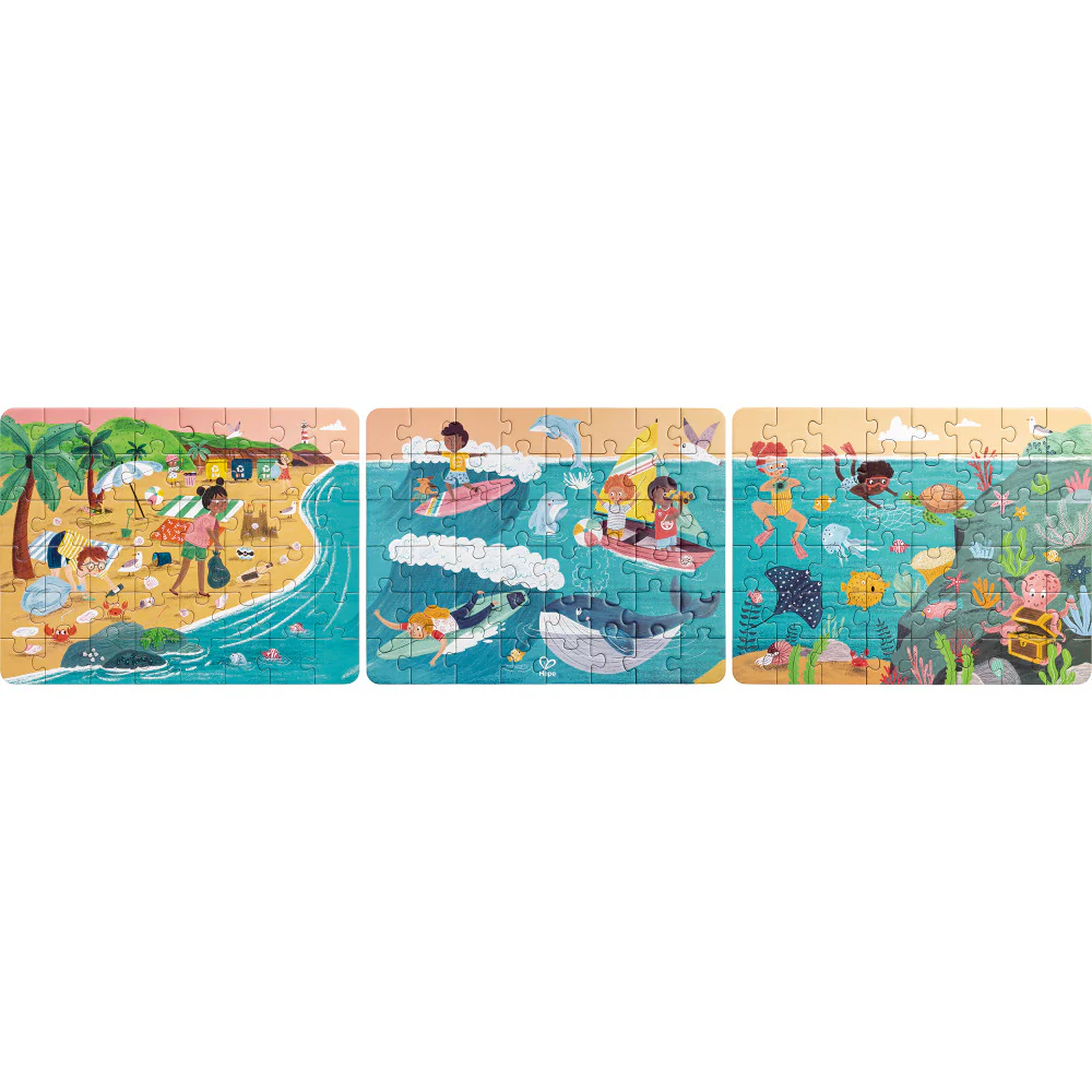 Hape Ocean Friends 3-Pack Jigsaw Puzzle - 48 pc Each - Image 4