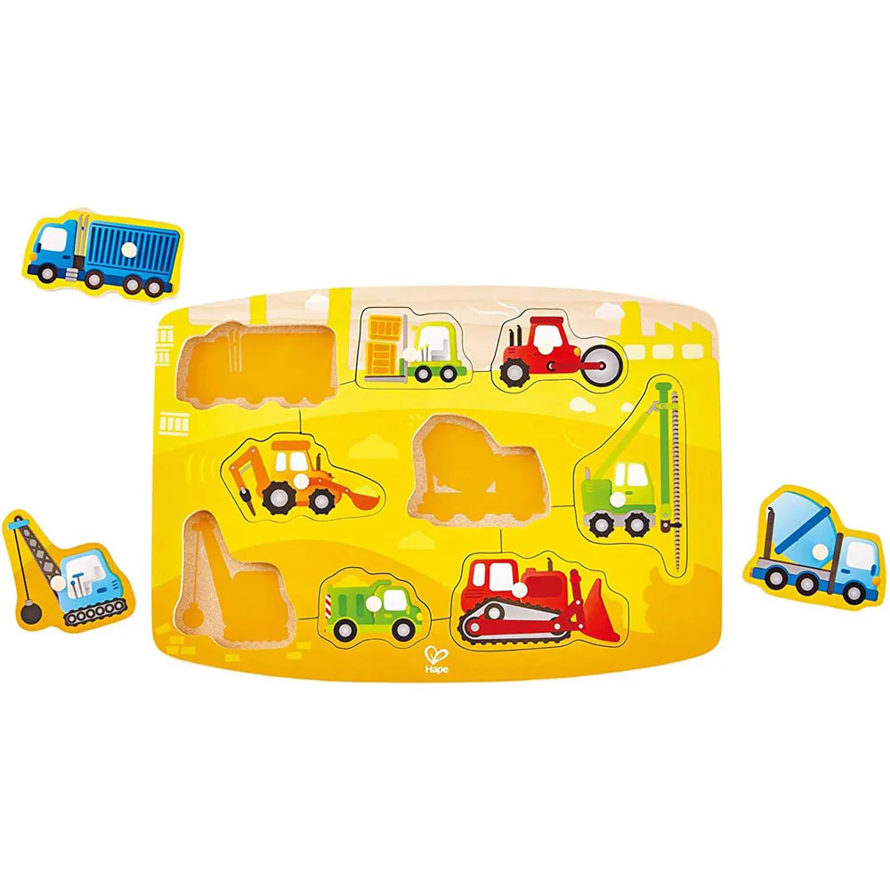 Hape Construction Site 10pc Wooden Peg Puzzle - Image 5
