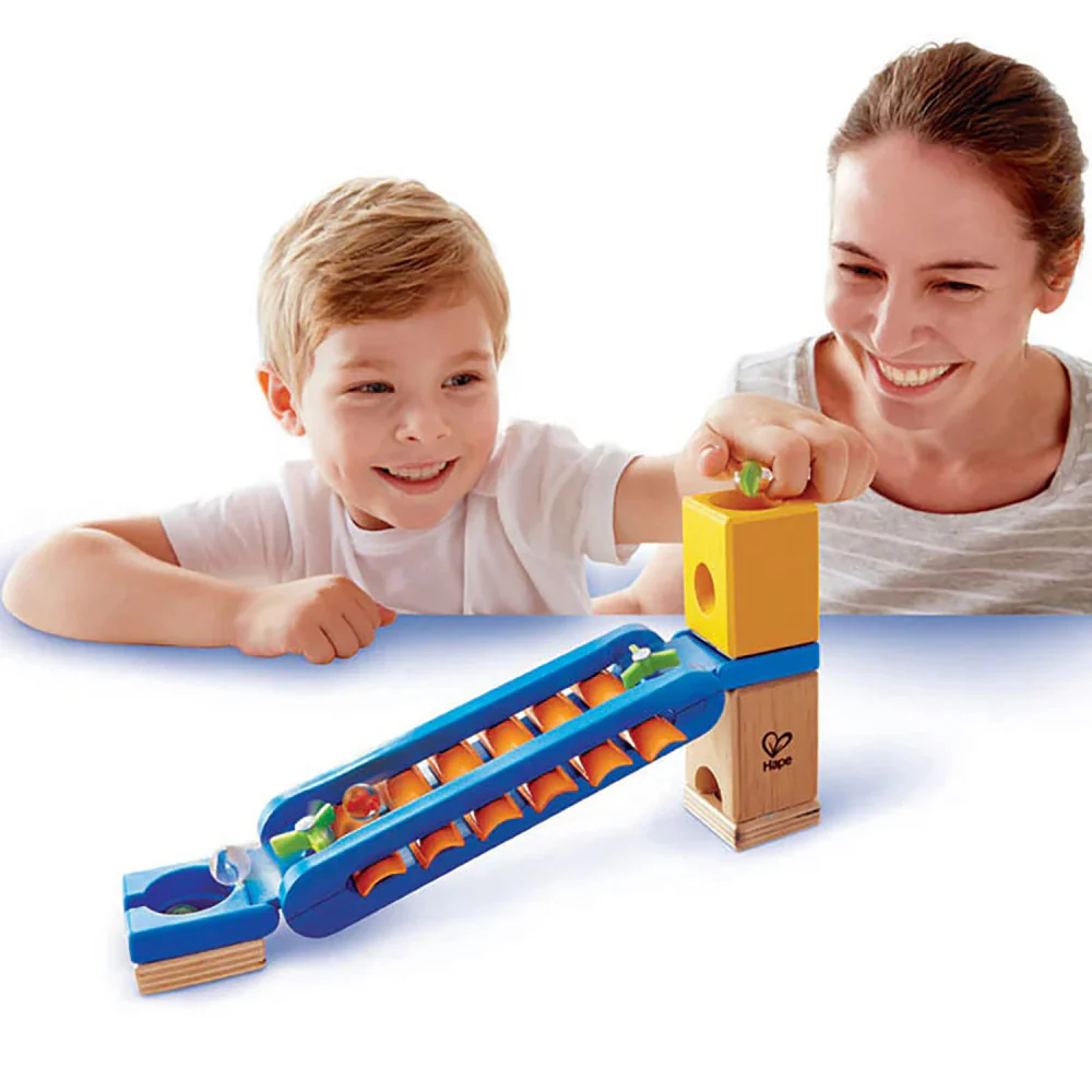 Hape Quadrilla 15-Piece Sonic Playground Marble Run with Xylophone Rail - Image 2