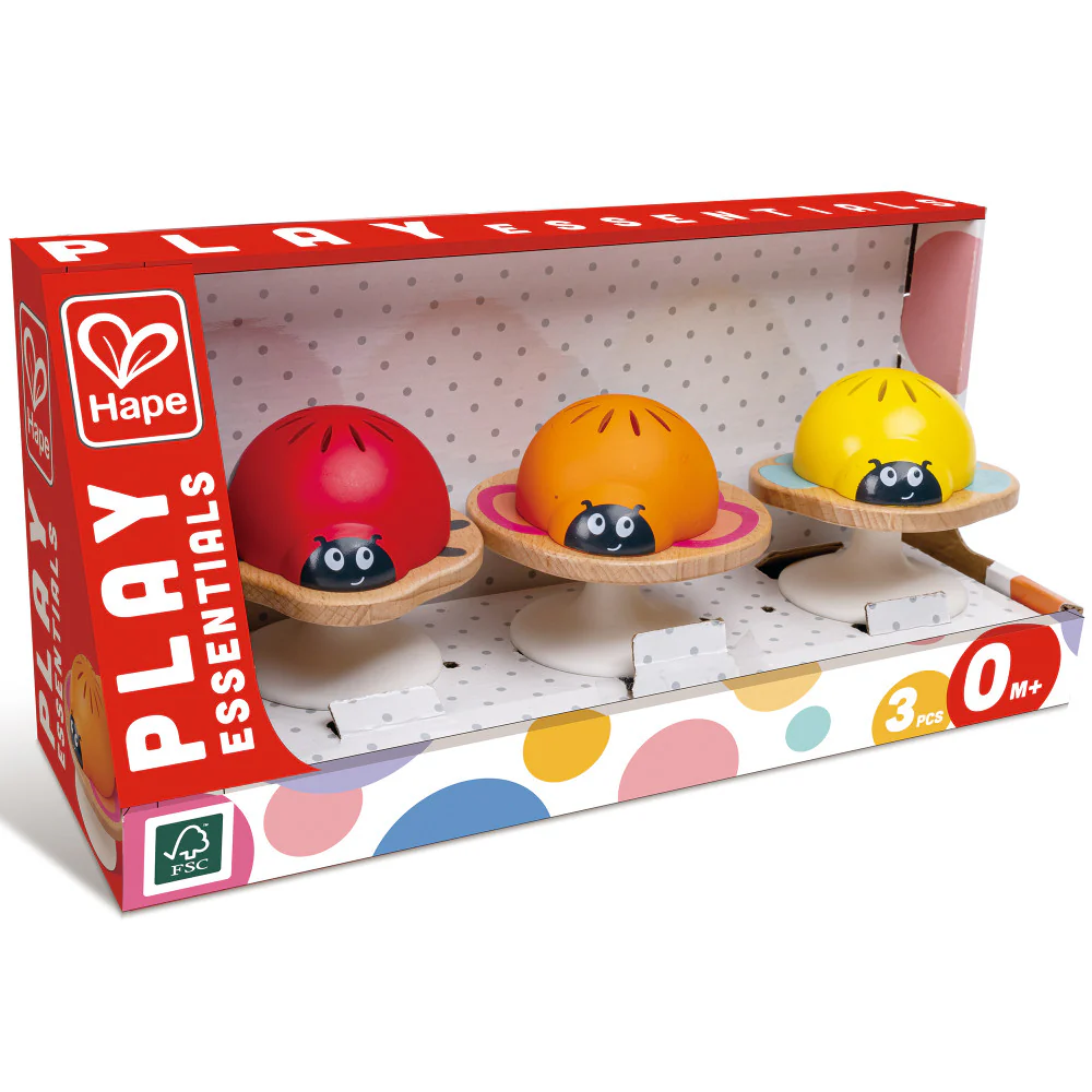 Hape Stay-Put Rattle Set - Colorful Insect Trio - Image 2