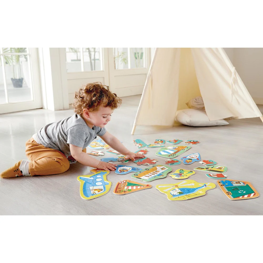 Hape Wheels & Wonders 15-Pack Mini Vehicle Puzzles - Image 4