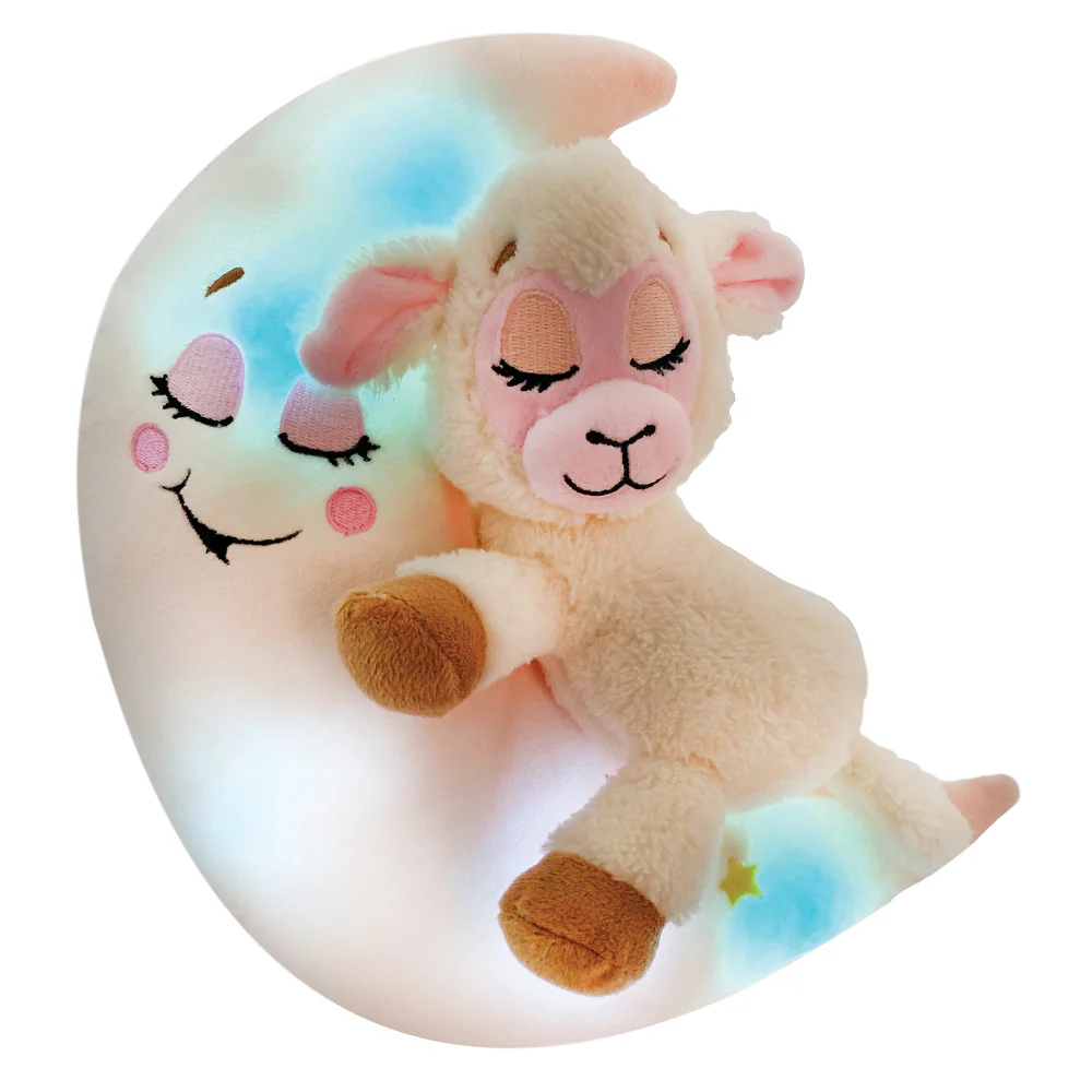 Happy Nappers Lullabrites Light & Sound Plush Lamb - Cream & Pink - Image 3