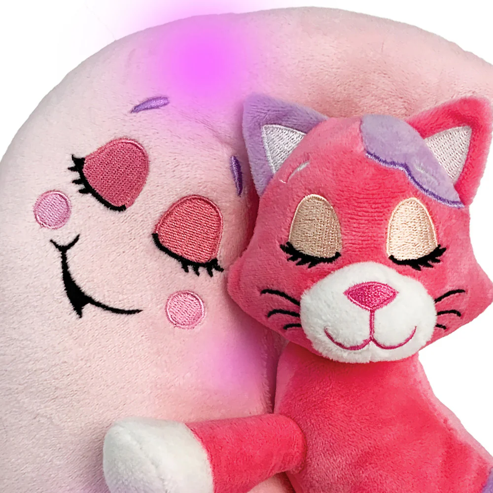 Happy Nappers Lullabrites 10 inch Interactive Pink Cat Moon Pet Plush - Image 2