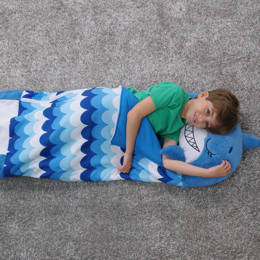 Happy Nappers Blue Shark 66 inch Plush Pillow & Sleepy Sack - Large - Image 7