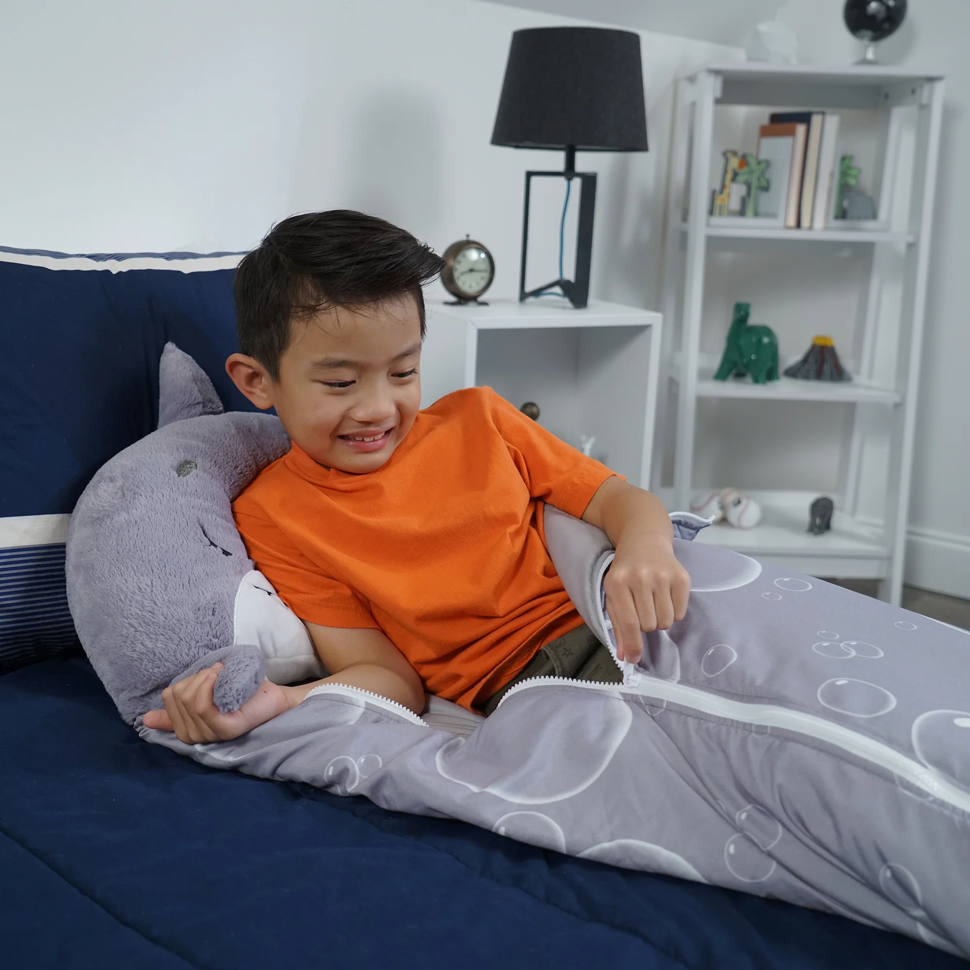 Happy Nappers Grey Shark Pillow & Sleepy Sack 2-In-1 Plush - Image 5