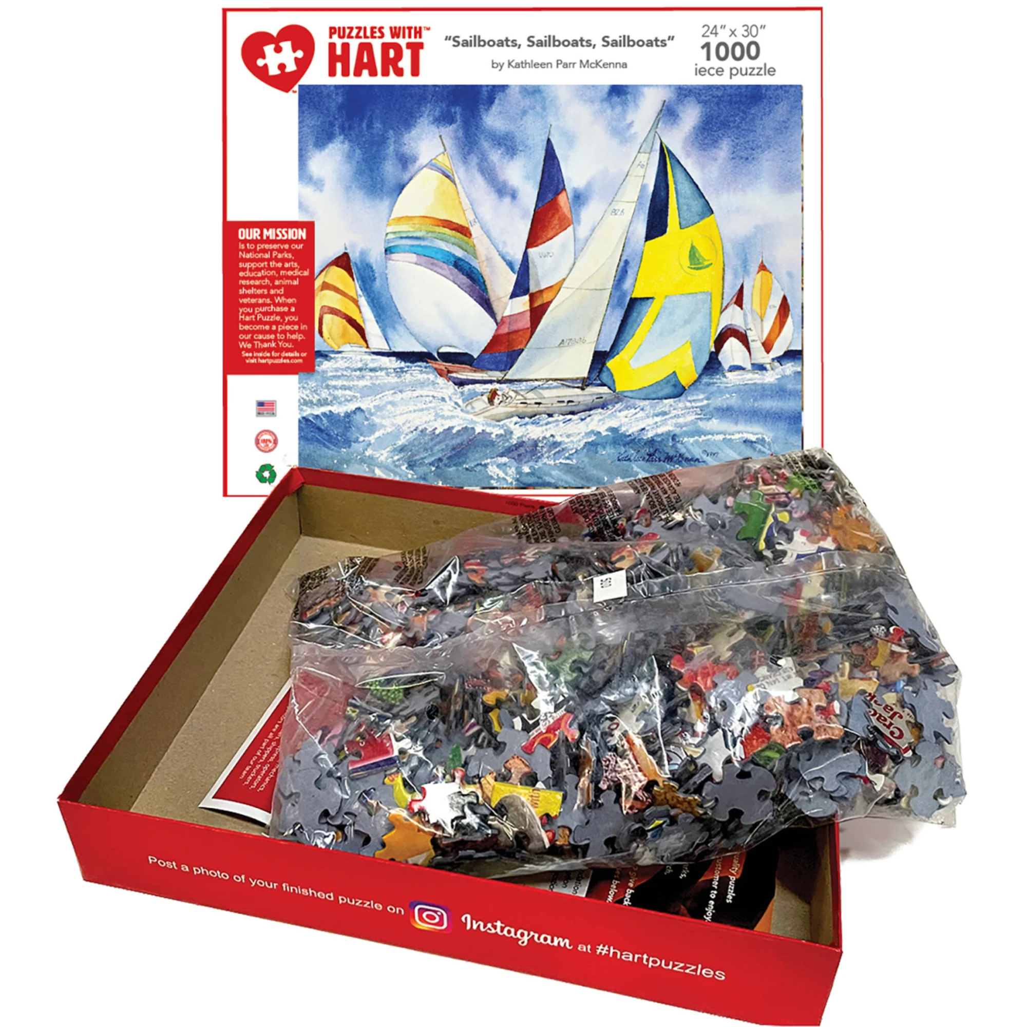 Hart Puzzles Sailboats by Kathleen Parr McKenna - 1000 pc - Image 3