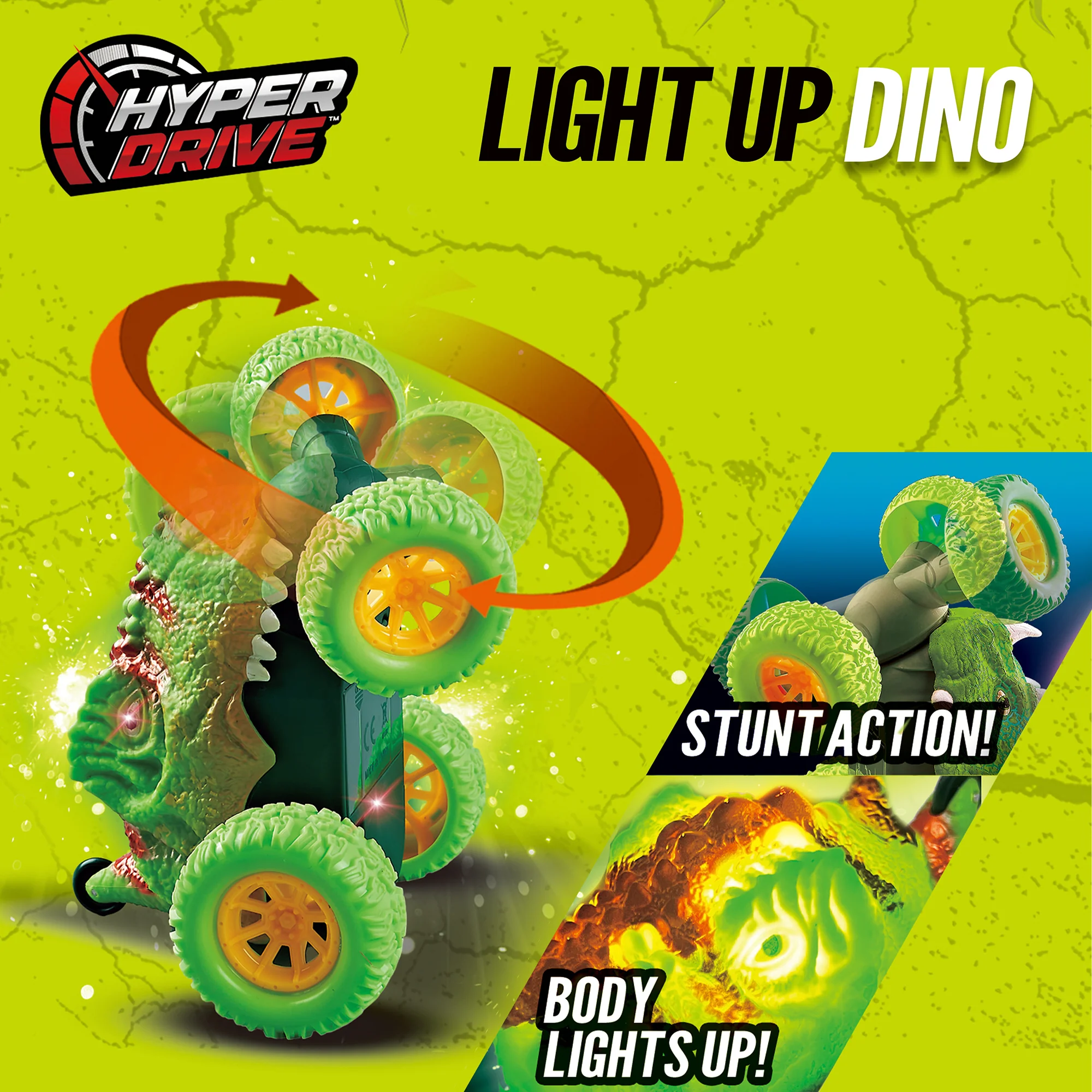 Hyper Drive RC Light Up Dino - Green Remote Control Stunt Dinosaur for Kids 5+ - Image 3