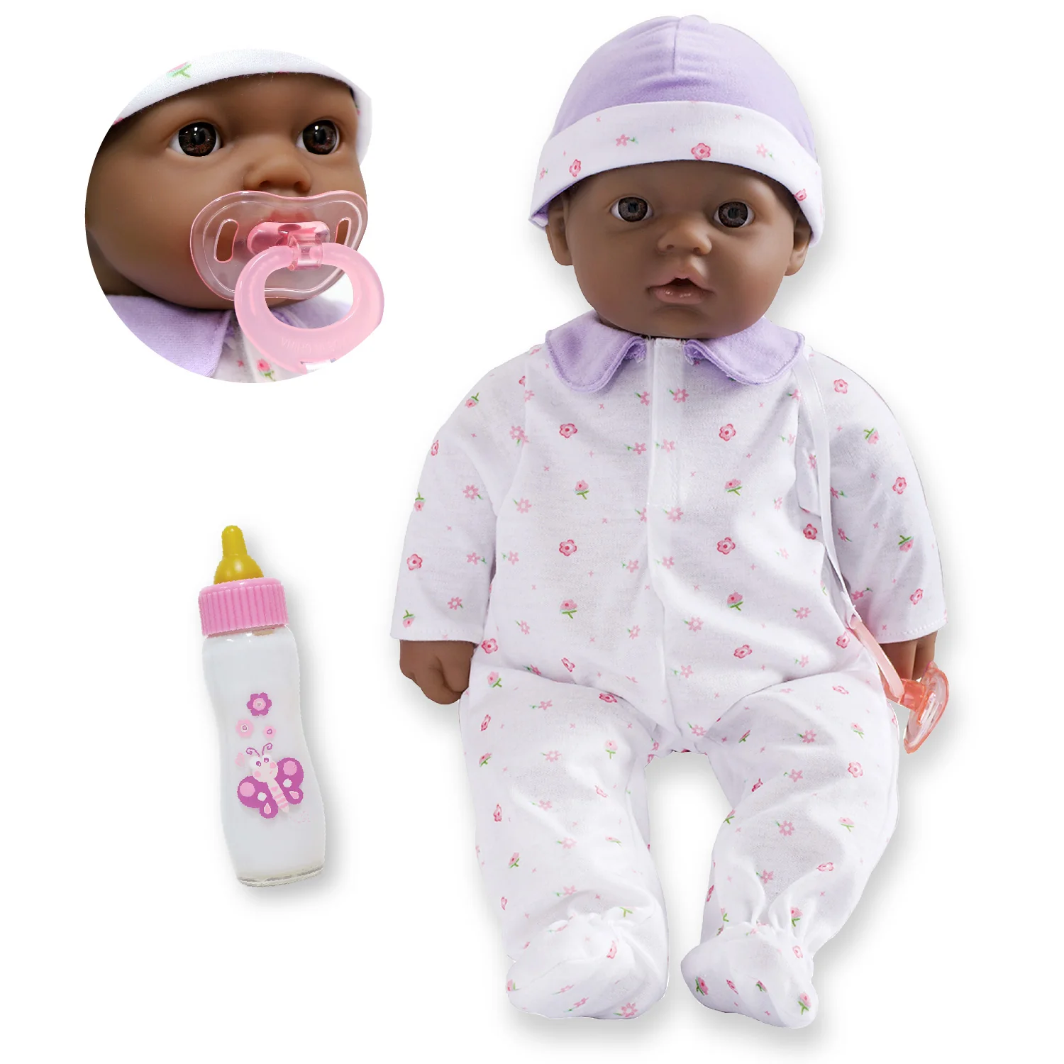 JC Toys La Baby Soft 16-Inch Doll with Purple Sleeper and Pacifier - Image 2