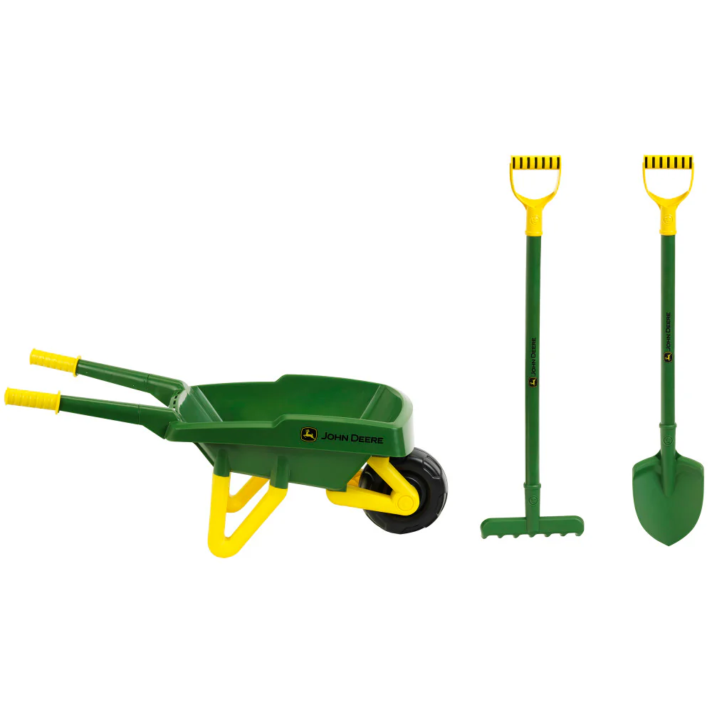 John Deere Wheelbarrow Play Set – Green & Yellow, 3pc, Ages 3+ - Image 3
