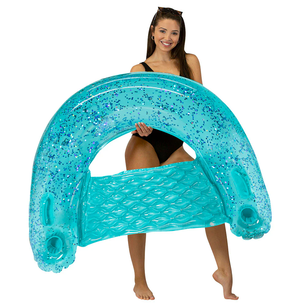 PoolCandy Jumbo Glitter Sun Chair – Aqua Glitter
