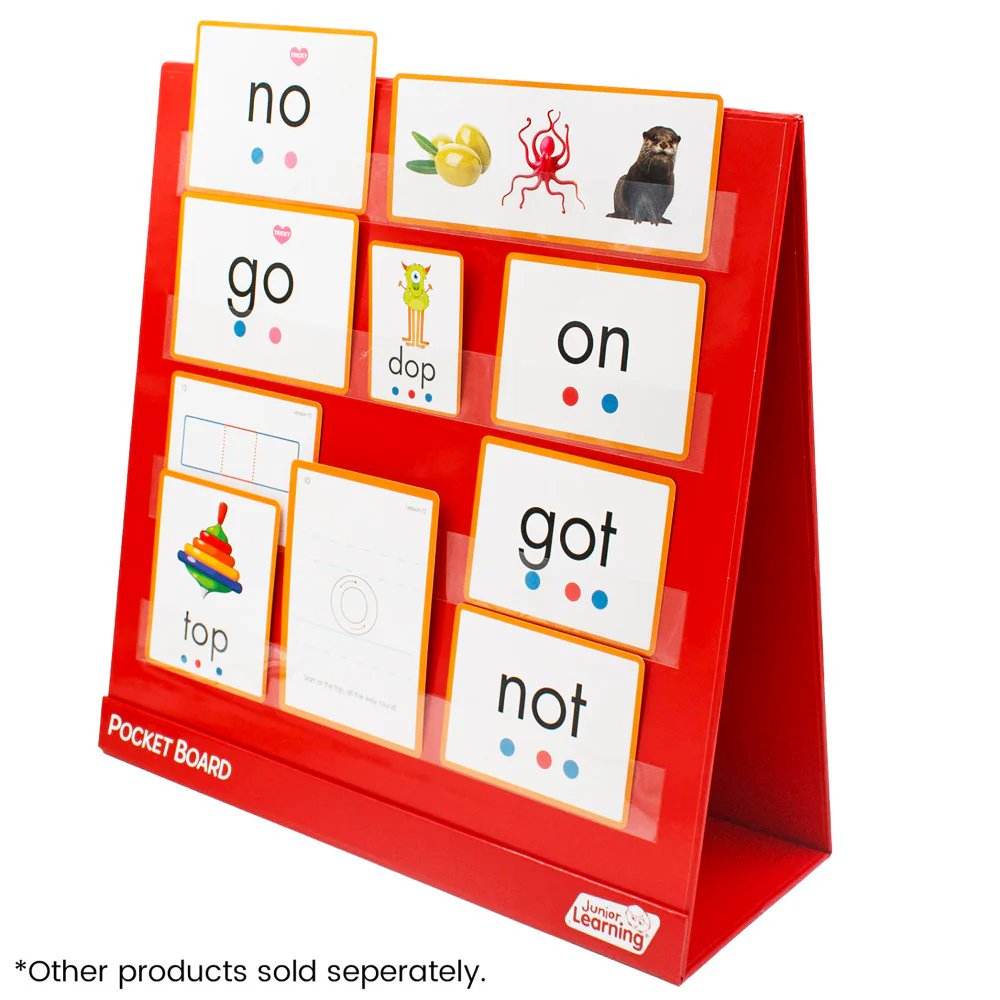 Junior Learning Double-Sided Tabletop Pocket Chart - Red & White - Image 4