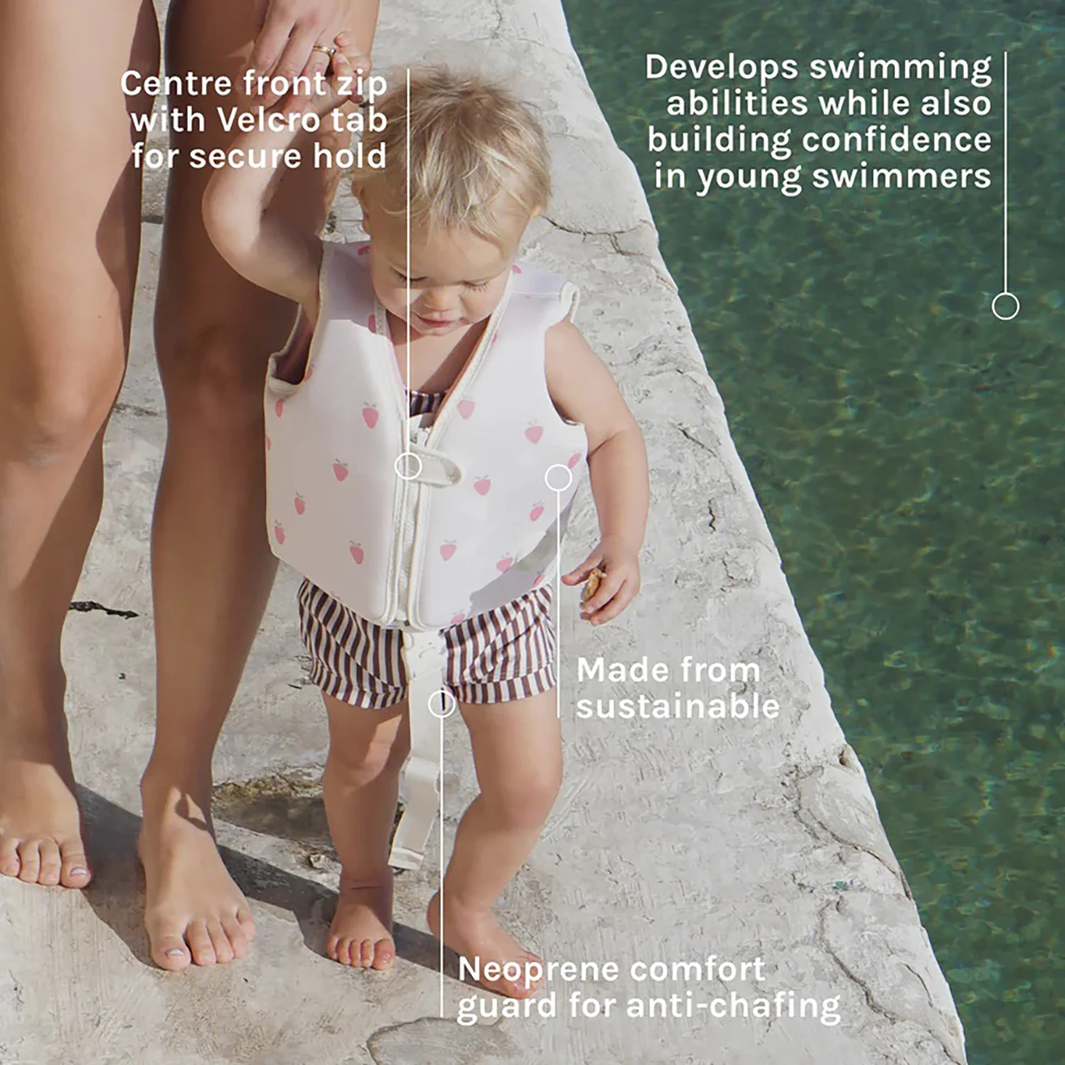 Sunnylife Strawberry Swim Vest With Anti-Rise Safety Strap - Image 3