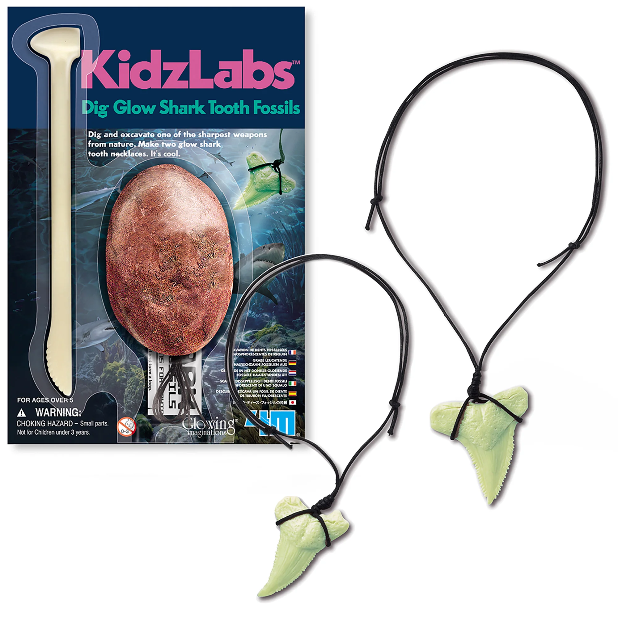 KidzLabs Glow-in-the-Dark Shark Tooth Fossil Digging Kit