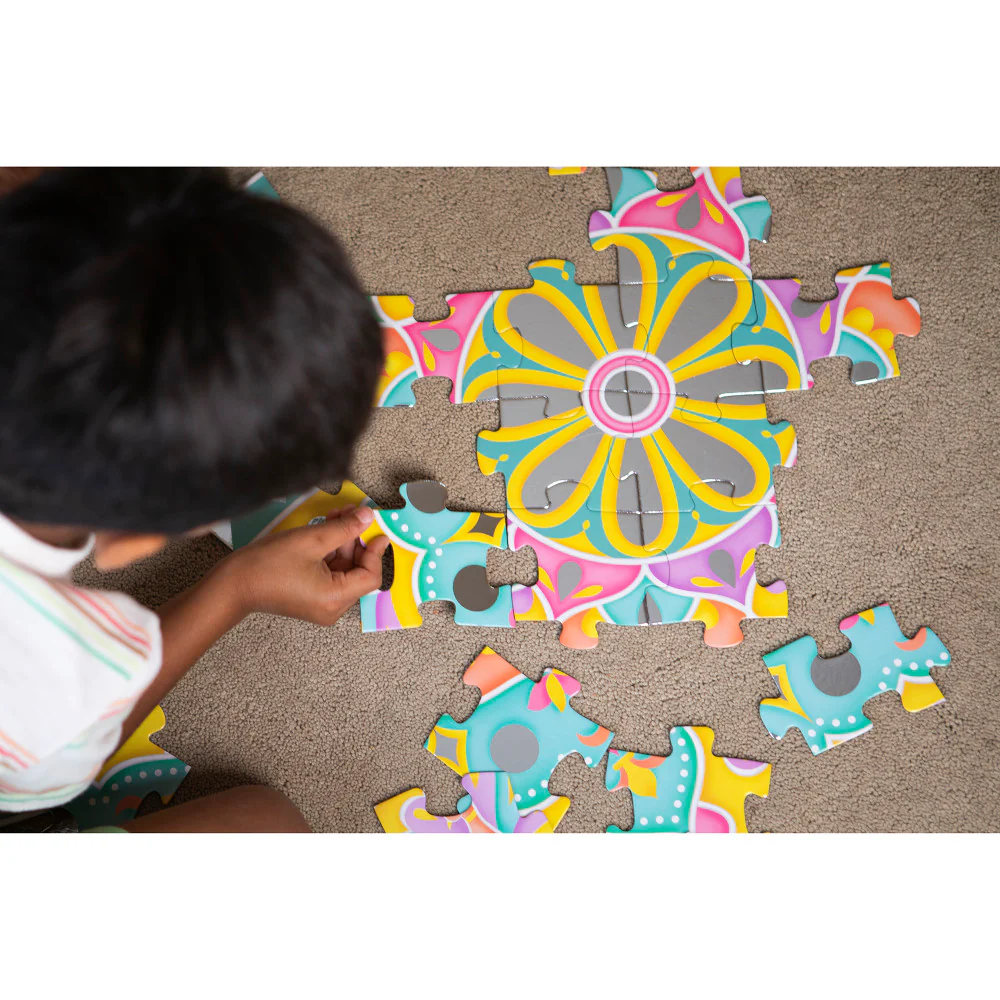 Kulture Khazana Mirror Magic Silver Foil Rangoli Floor Puzzle - 75pc - Image 6