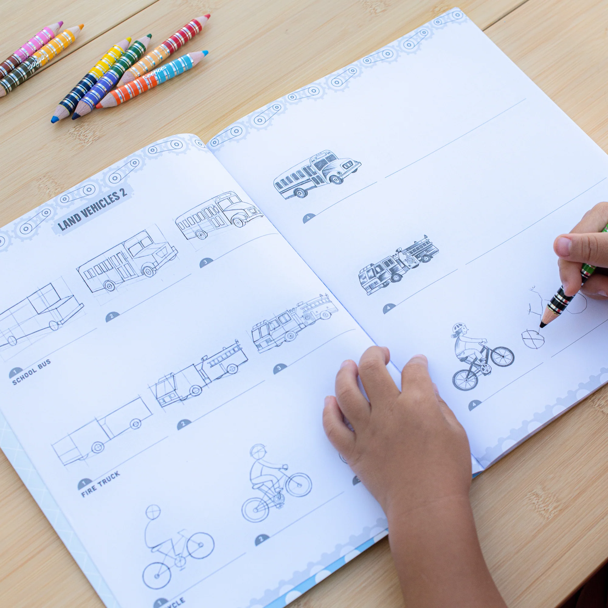 Eeboo Learn To Draw Vehicles Book With 50 Stickers - Image 4