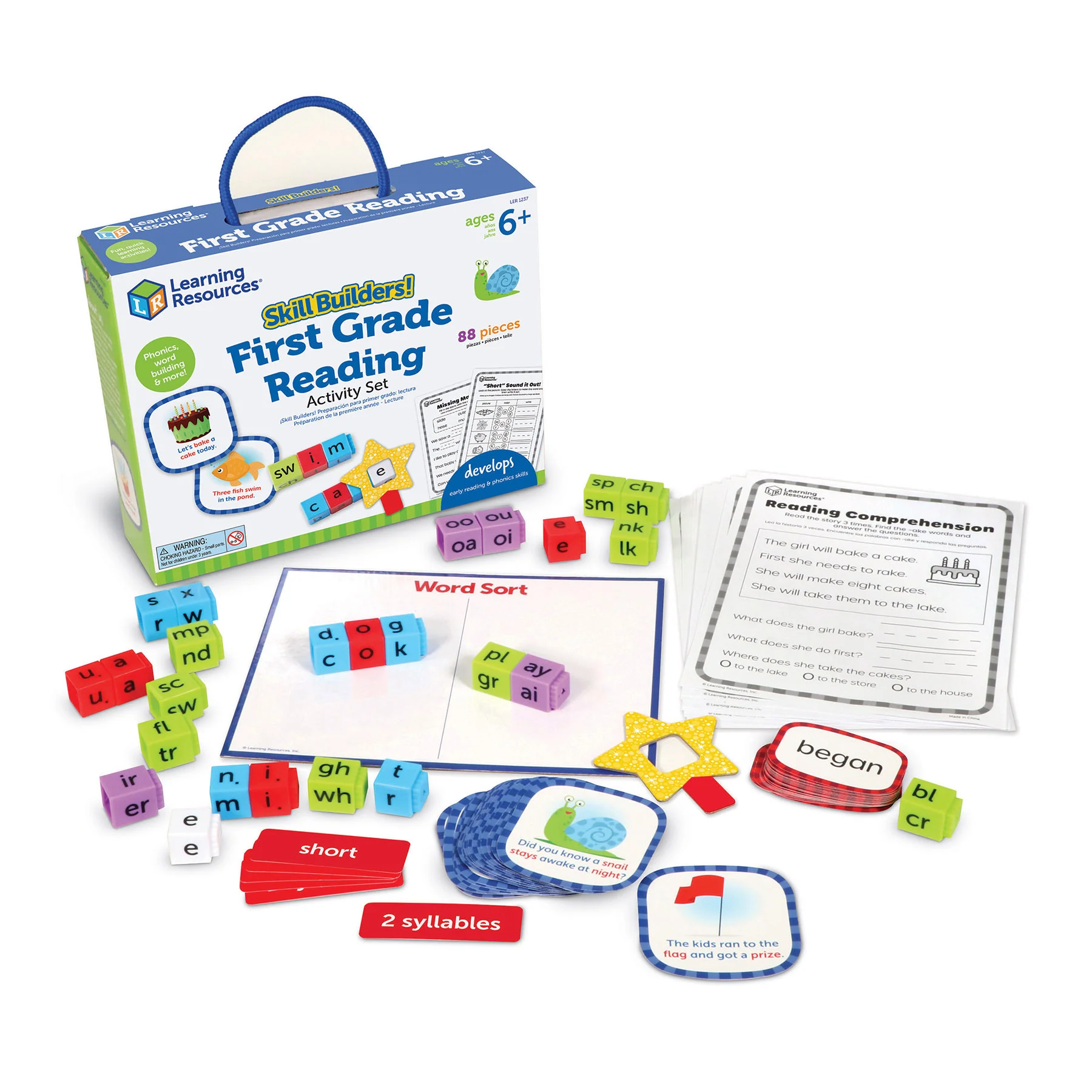 Learning Resources Skill Builders! 1st Grade Activities - 3-Pack Bundle for Reading, Math, and Shapes - Image 2