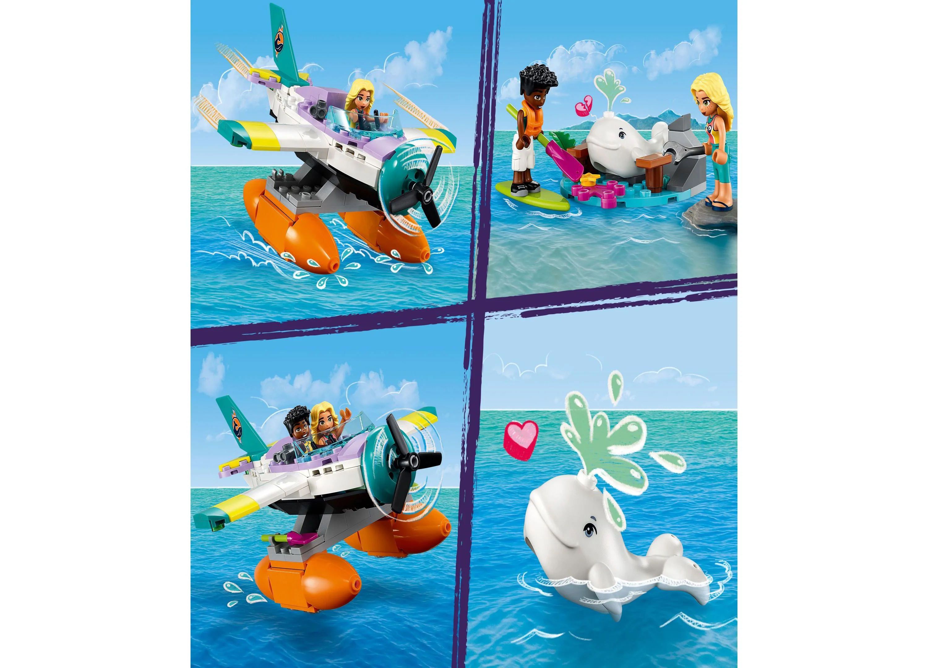 LEGO Friends 203-Piece Sea Rescue Plane Building Set with Mini-Dolls - 41752 - Image 3