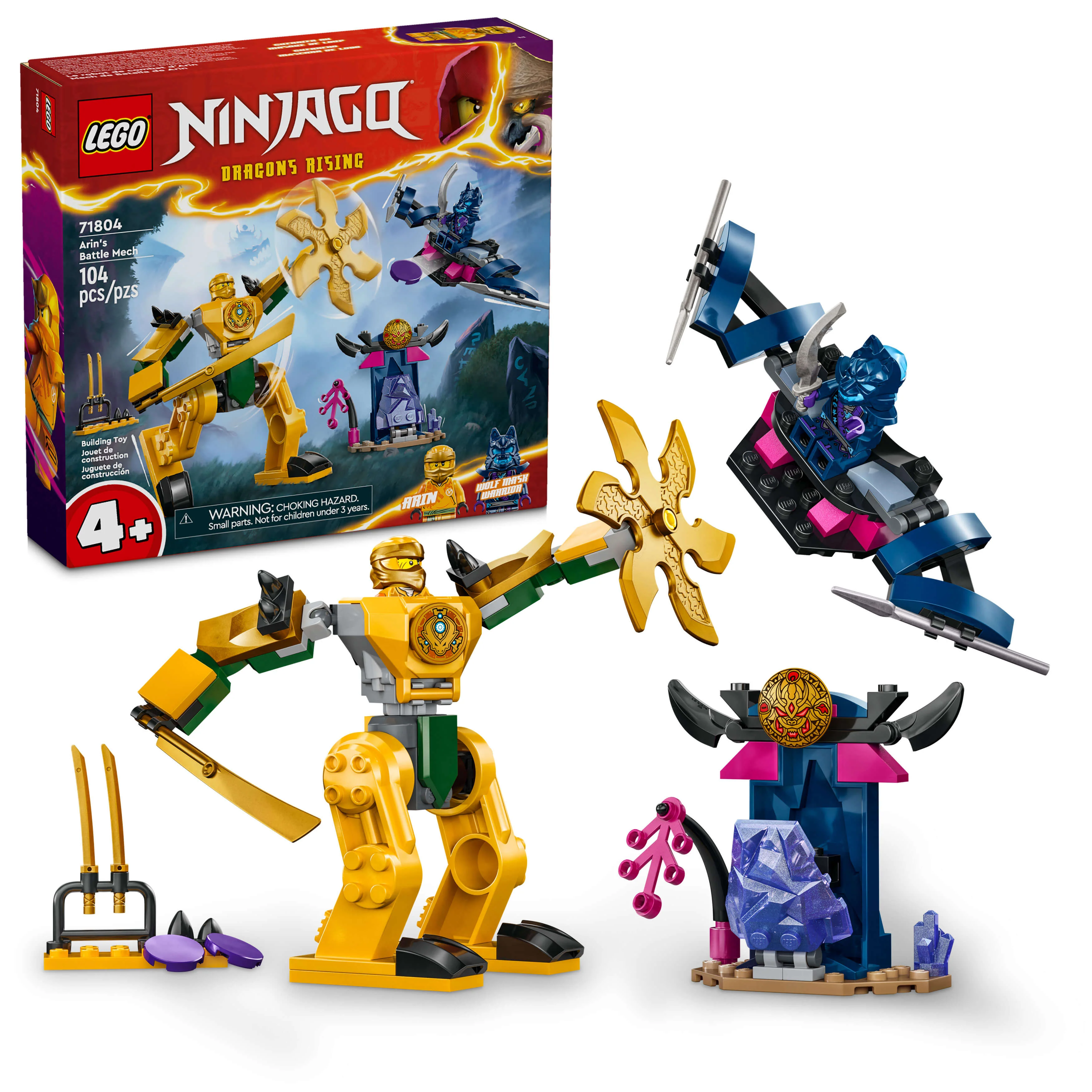 LEGO NINJAGO Arin’s Battle Mech Ninja Toy Set 71804 - 104 Pieces