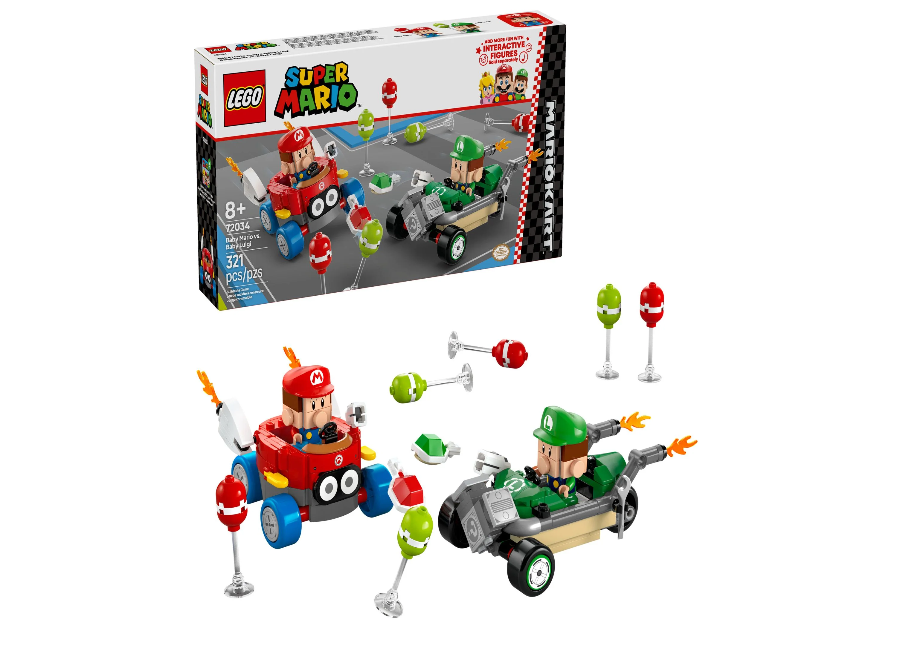 LEGO Super Mario Kart Baby Mario vs. Baby Luigi Building Set 321 Pieces