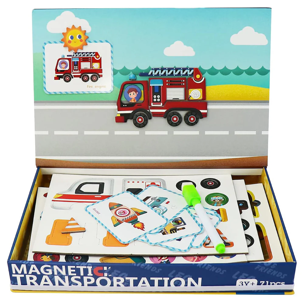LEO & FRIENDS Magnetic Transportation Playset - Colorful 71-Piece Learning Toy