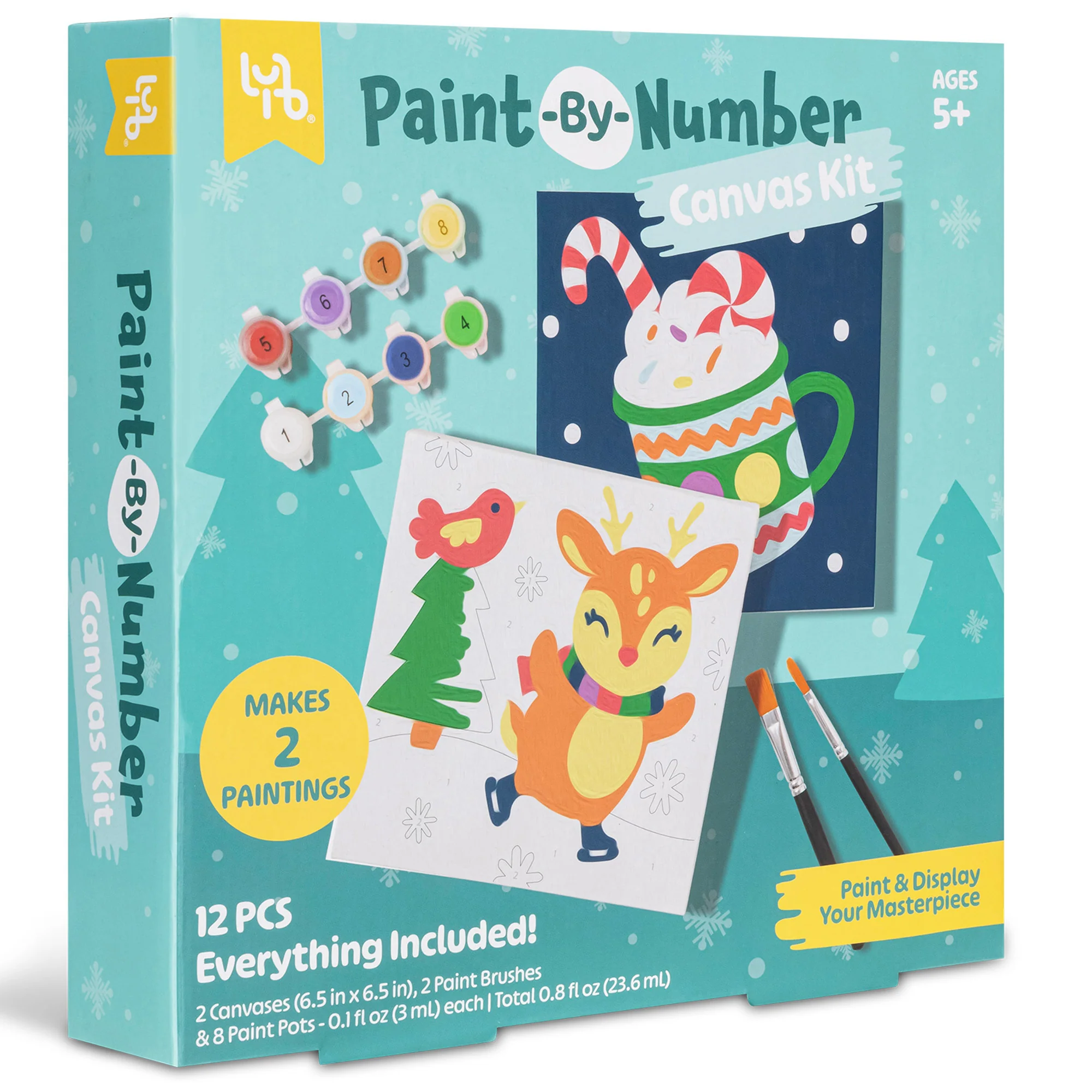 Little Yellow Bicycle Reindeer Paint-By-Number Kit With 2 Canvases - Image 4