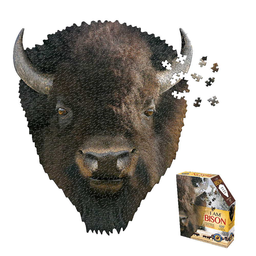 Madd Capp I AM BISON Unique Animal Head-Shaped Jigsaw Puzzle - 550 pc