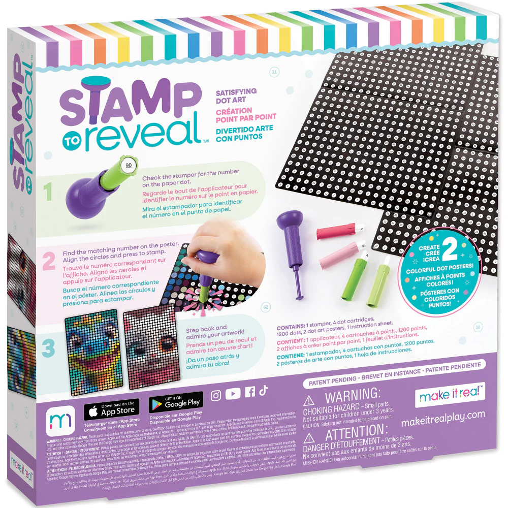 Make It Real Stamp To Reveal Art Kit - Cool Cat & Smily Dino - Image 2