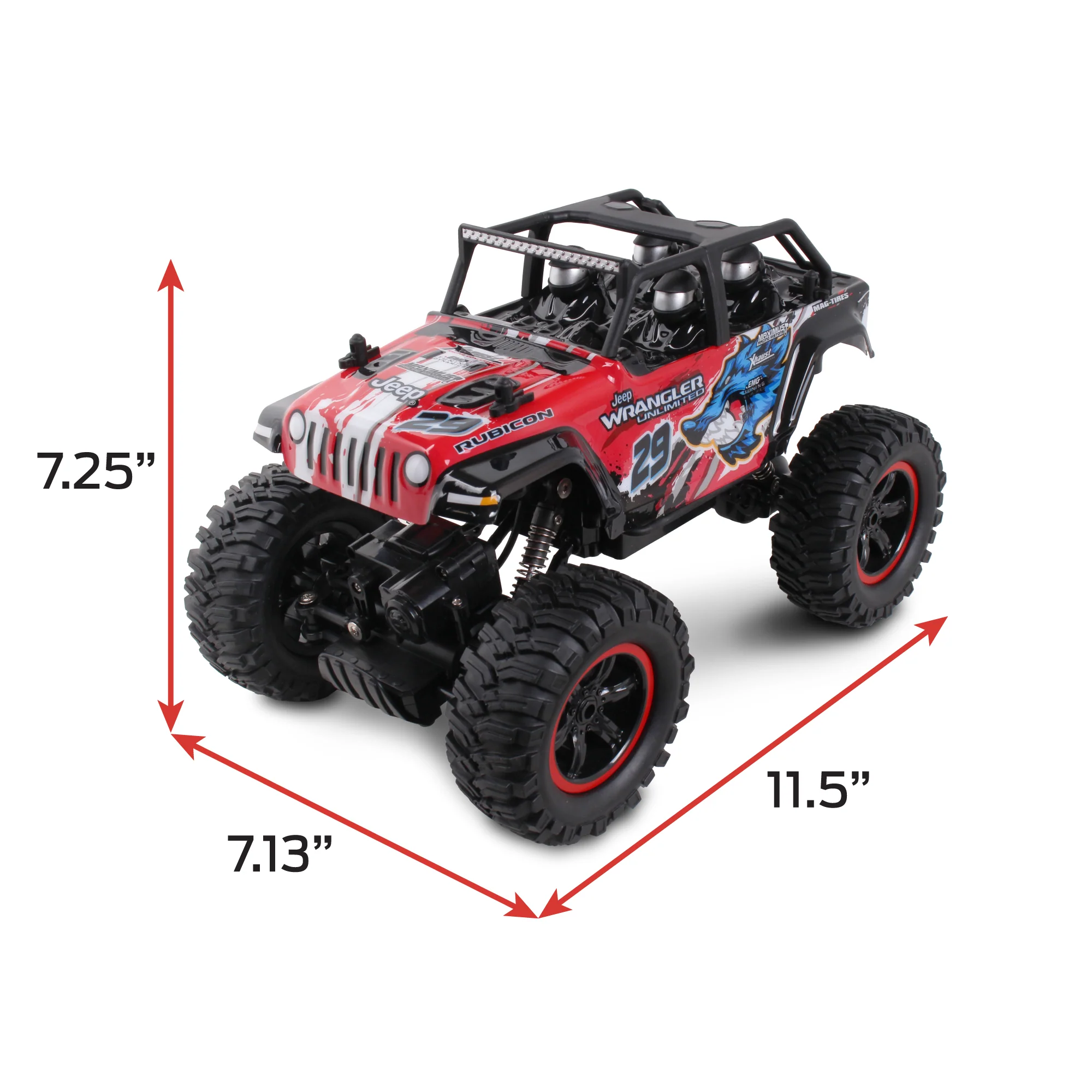 Mean Machines Radio Control 1:16 Jeep Wrangler Unlimited Rock Crawler - Black - Image 3