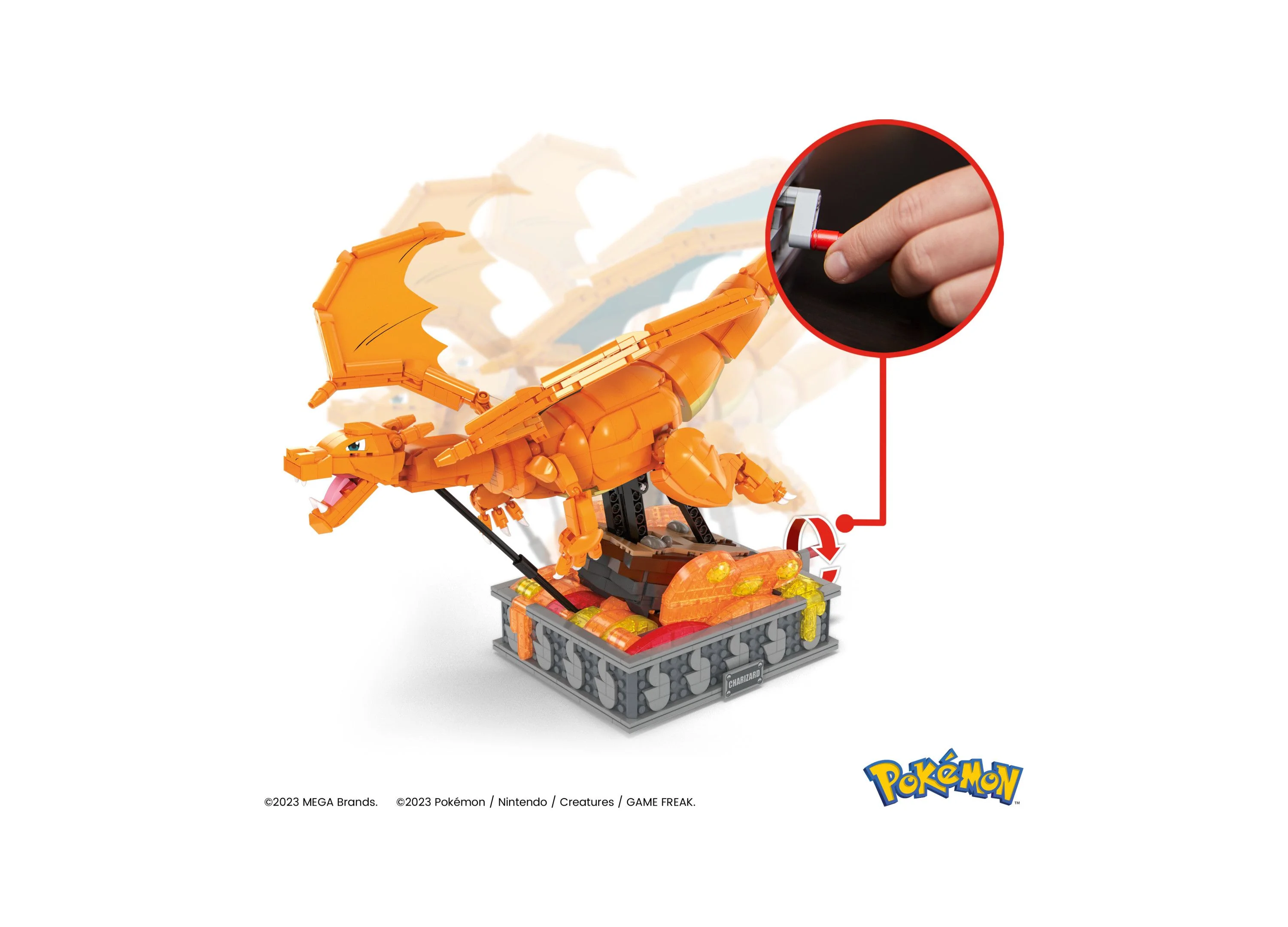 MEGA Pokemon Charizard Motion Tech Building Kit (1663 Pieces) - Collector's Edition - Image 5