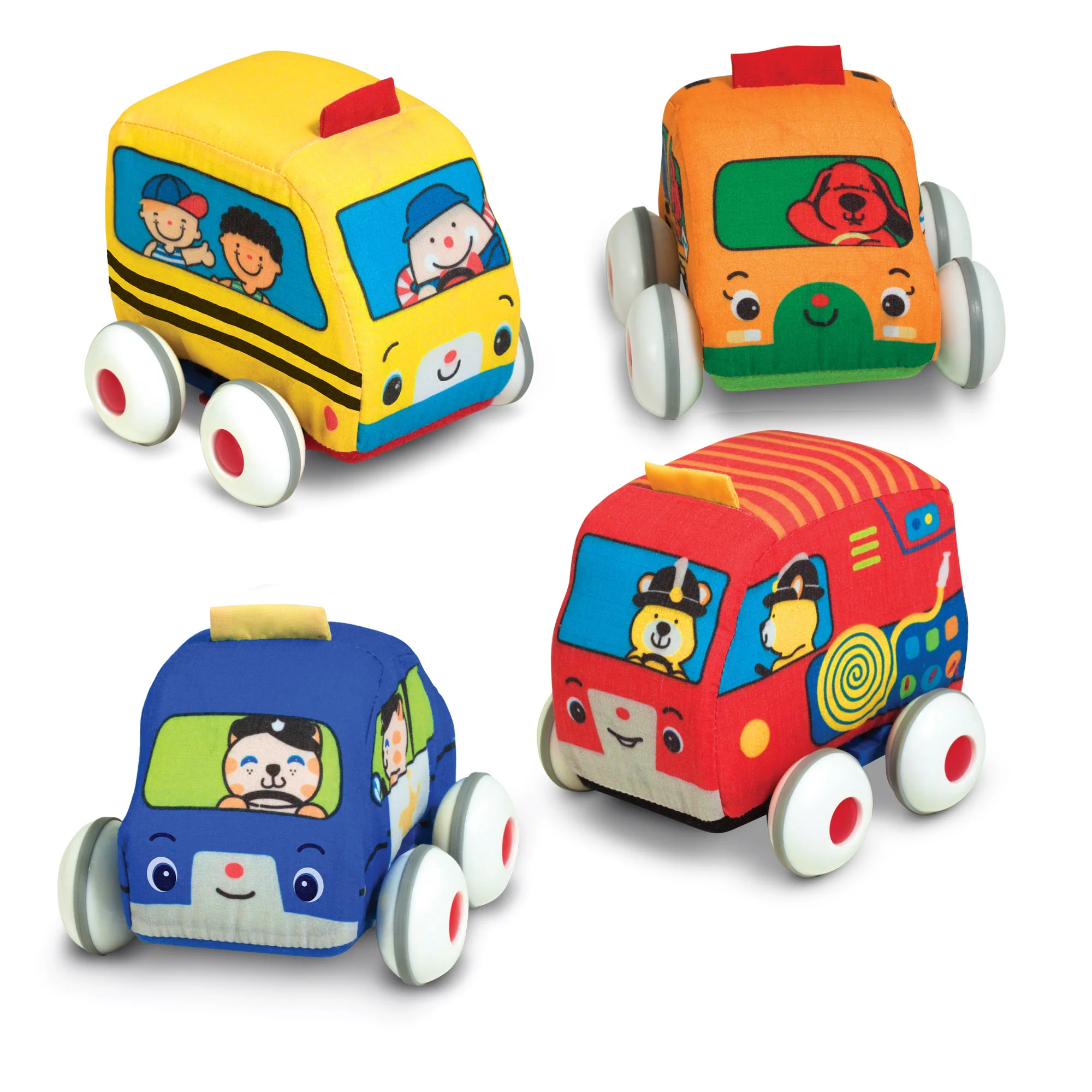 Melissa & Doug K's Kids Pull-Back Vehicle Set - 4 Soft Vehicles - Image 2