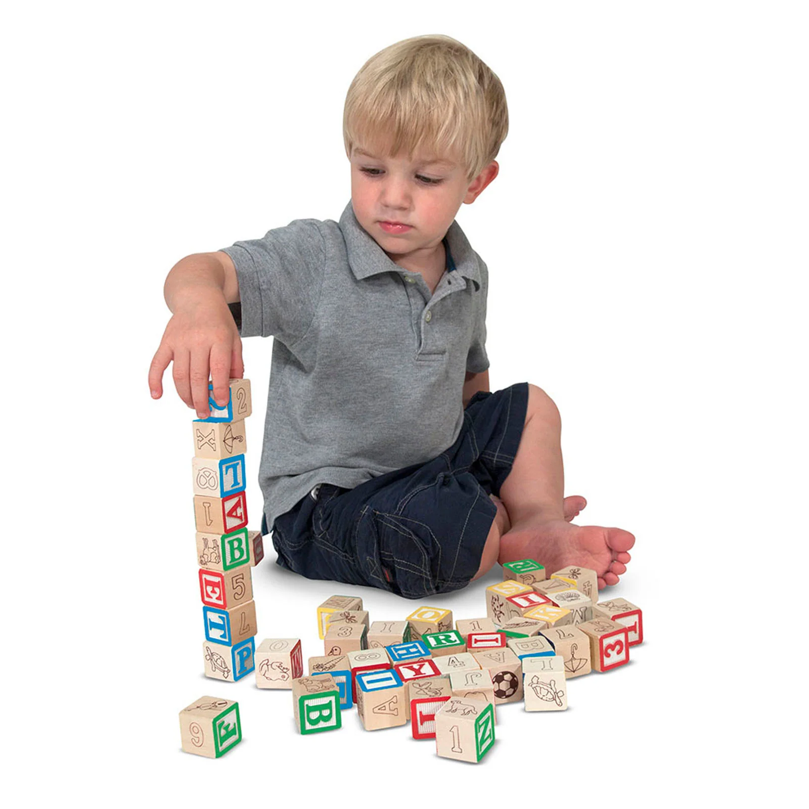 Melissa & Doug Wooden ABC/123 Block Set - 50 Piece Educational Toy - Image 2