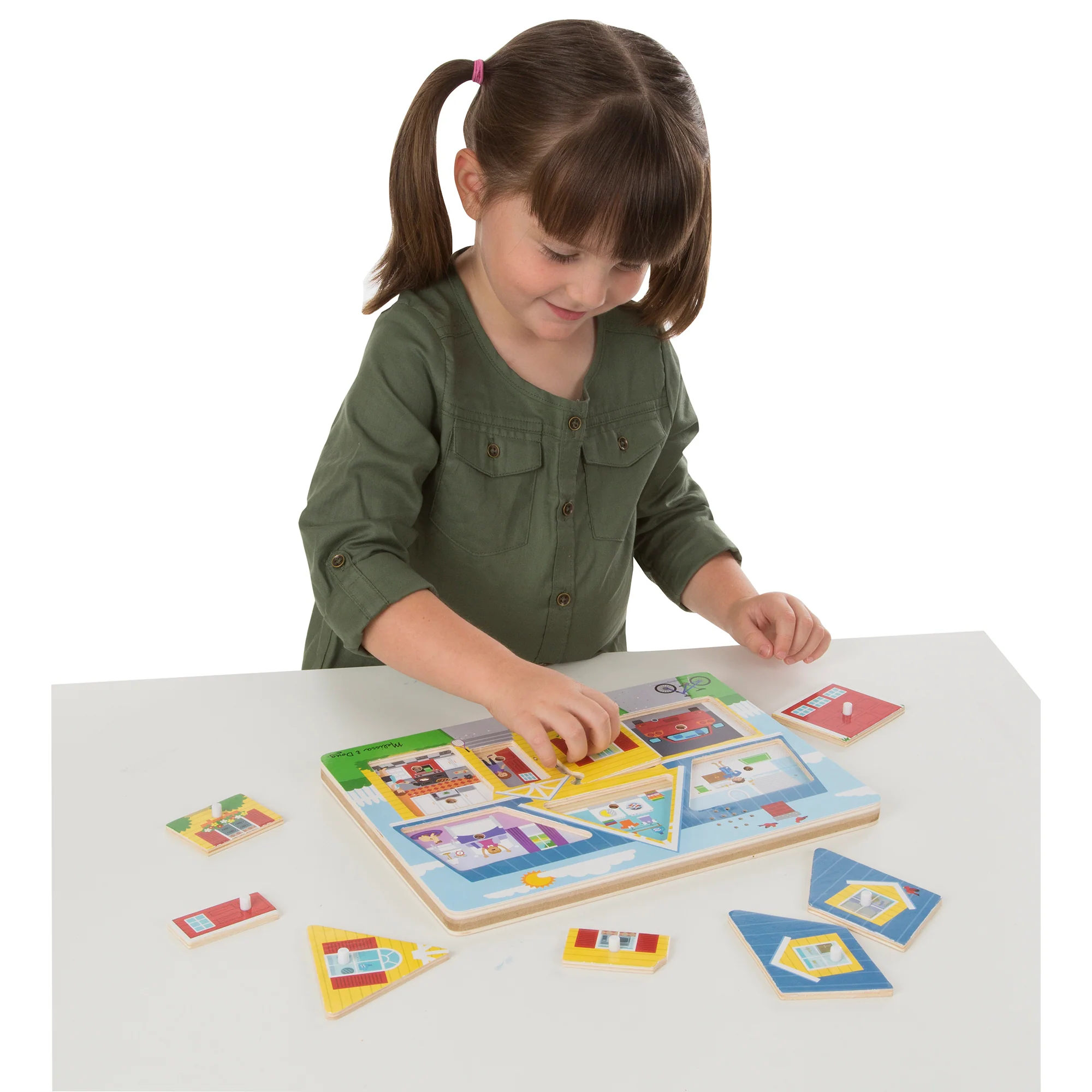 Melissa & Doug Around the House 8-Piece Wooden Sound Peg Puzzle - Image 3