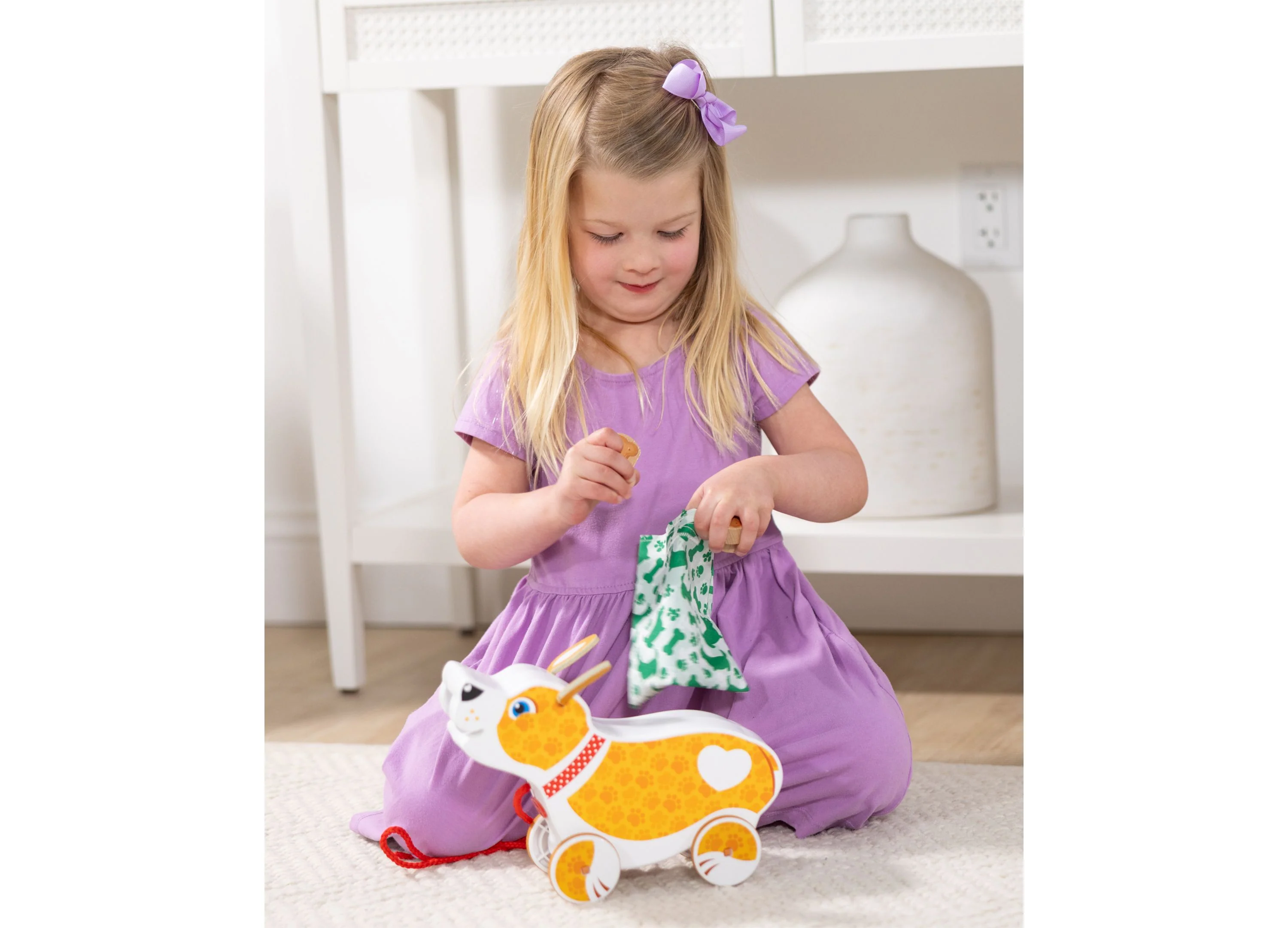 Melissa & Doug Pooping Puppy Wooden Pull-Toy With Leash And Treats - Image 3