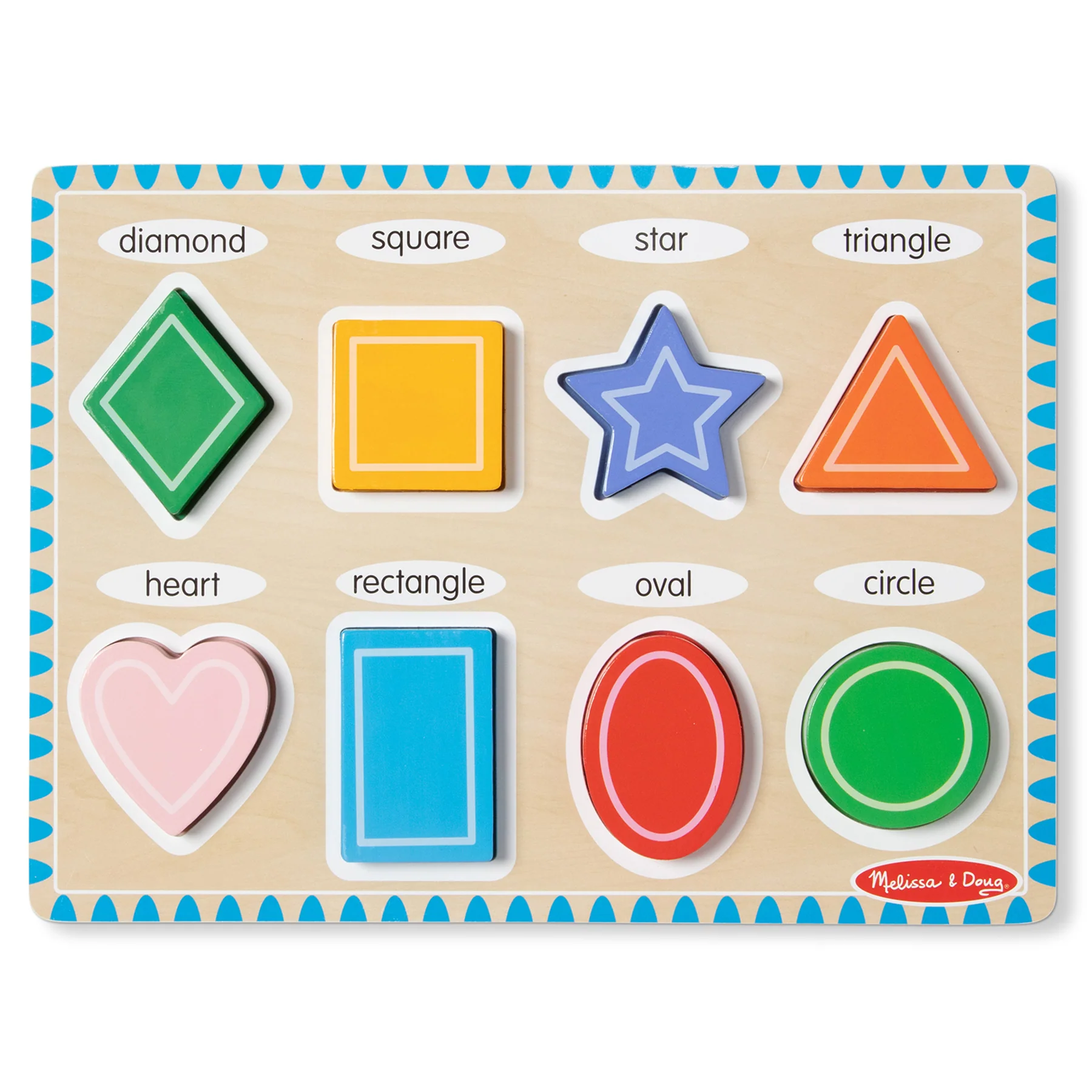 Melissa & Doug Bright Shapes 8-Piece Wooden Chunky Puzzle - Image 2