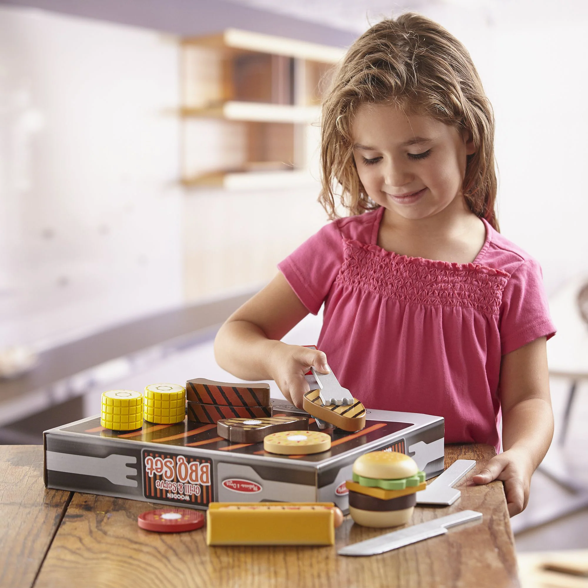 Melissa & Doug 20-Piece Wooden Grill & Serve BBQ Set - Image 4