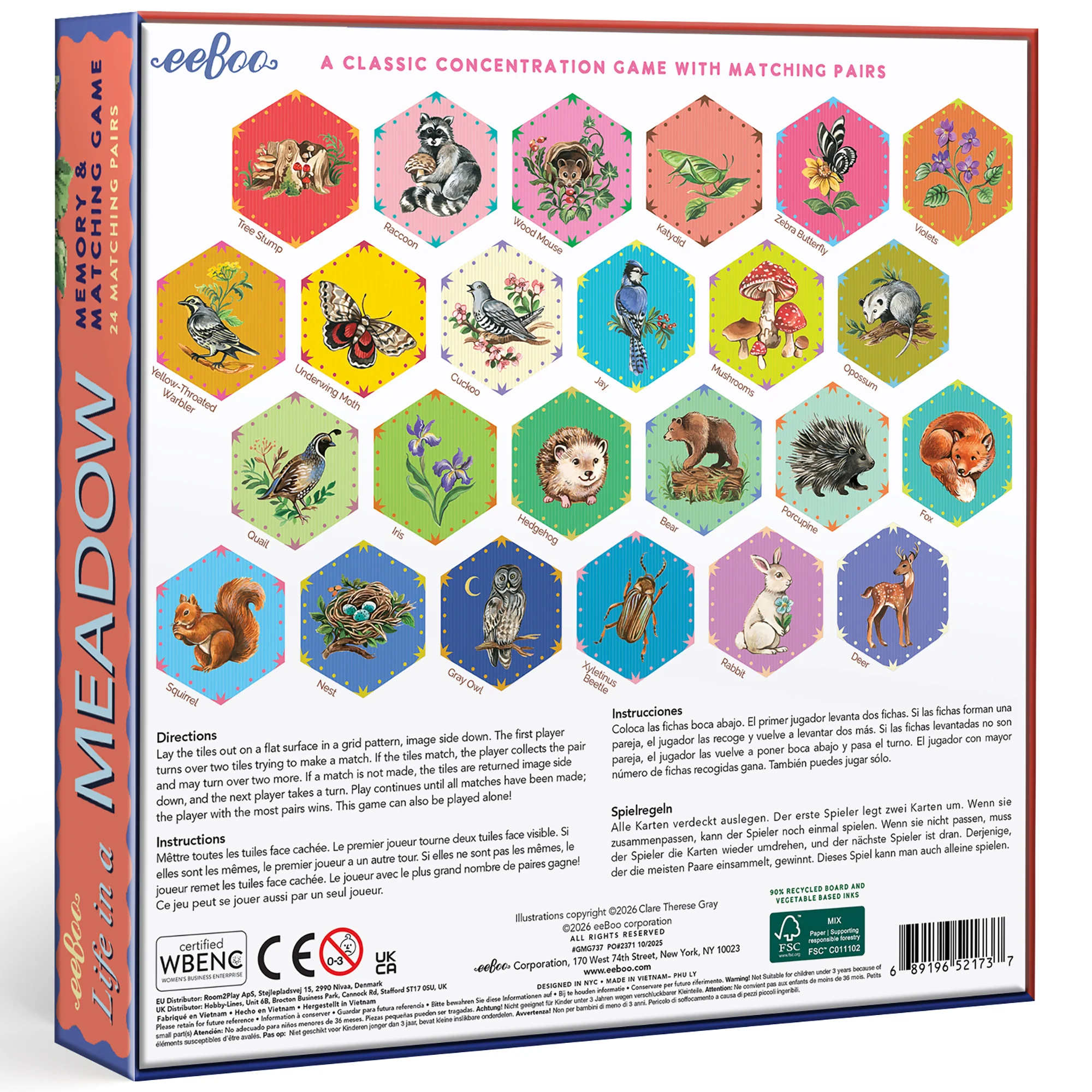 eeBoo Life In A Meadow Memory & Matching Game With 24 Hexagonal Tiles - Image 2