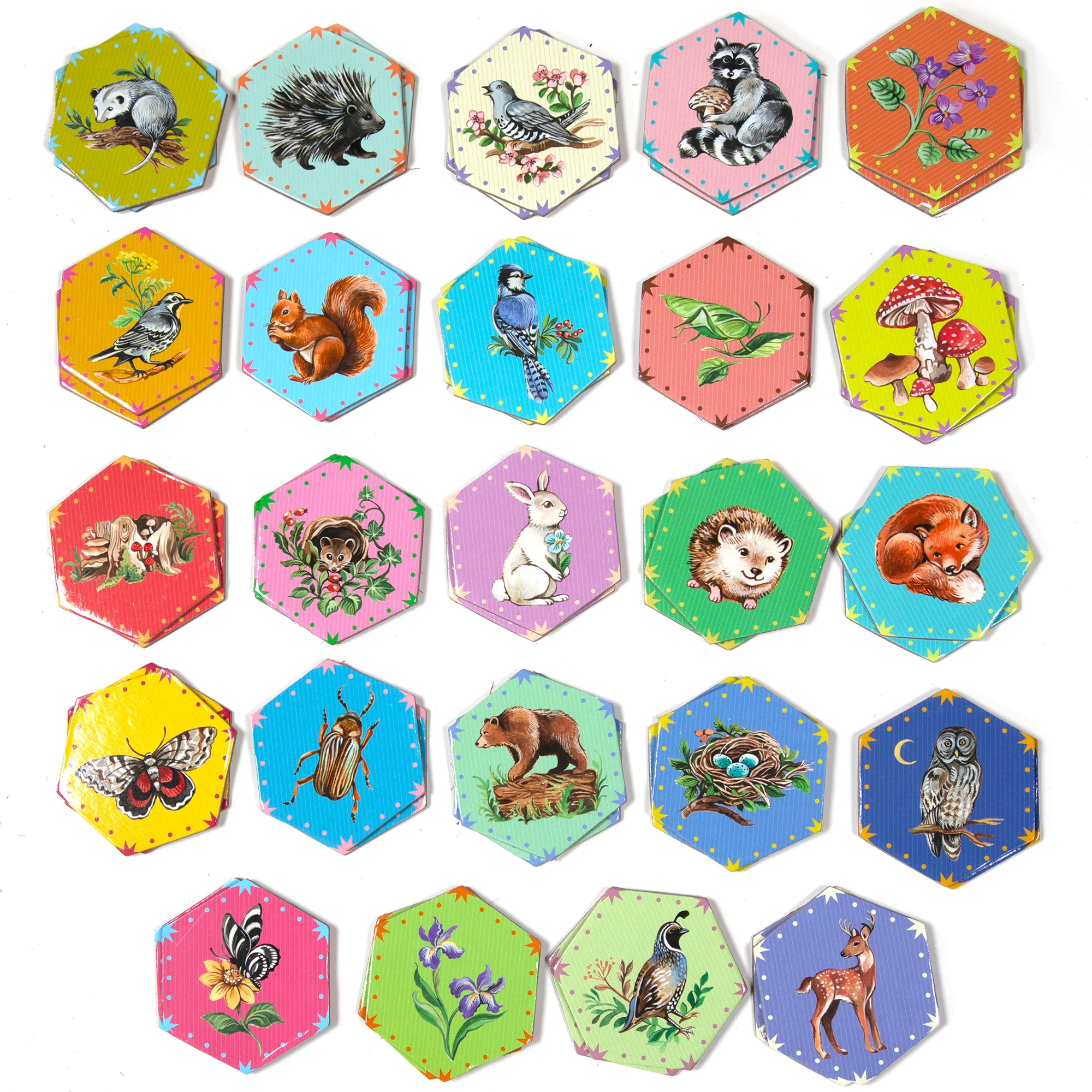 eeBoo Life In A Meadow Memory & Matching Game With 24 Hexagonal Tiles - Image 3