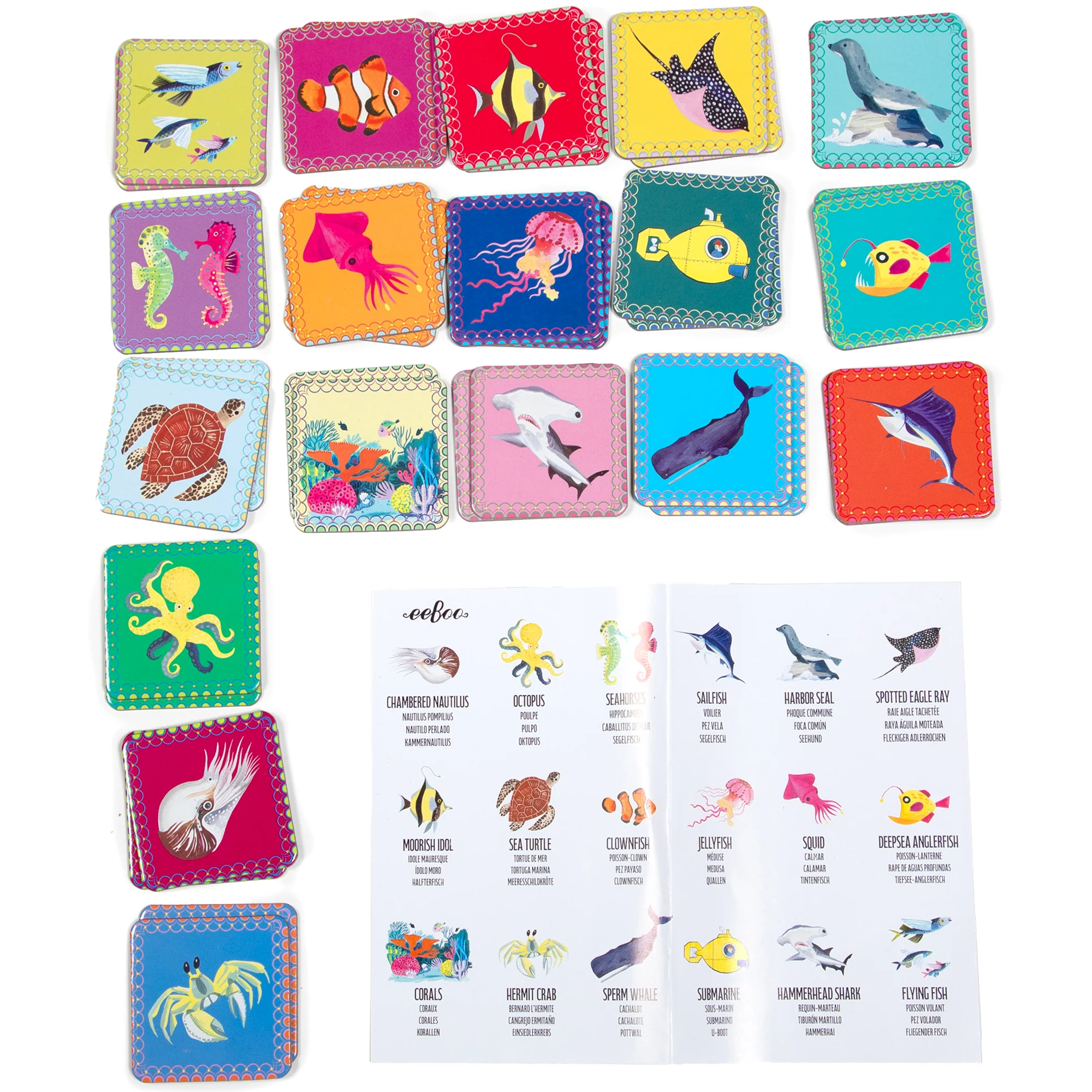 eeBoo Sea Life Memory & Matching Game With 18 Pairs - Image 3