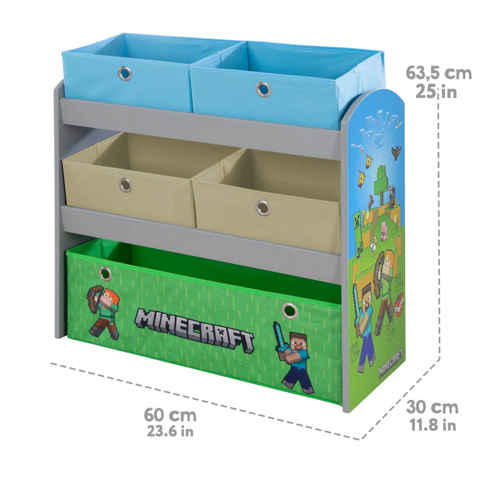 Minecraft Adventure Play Shelf with Themed Fabric Boxes - Image 2