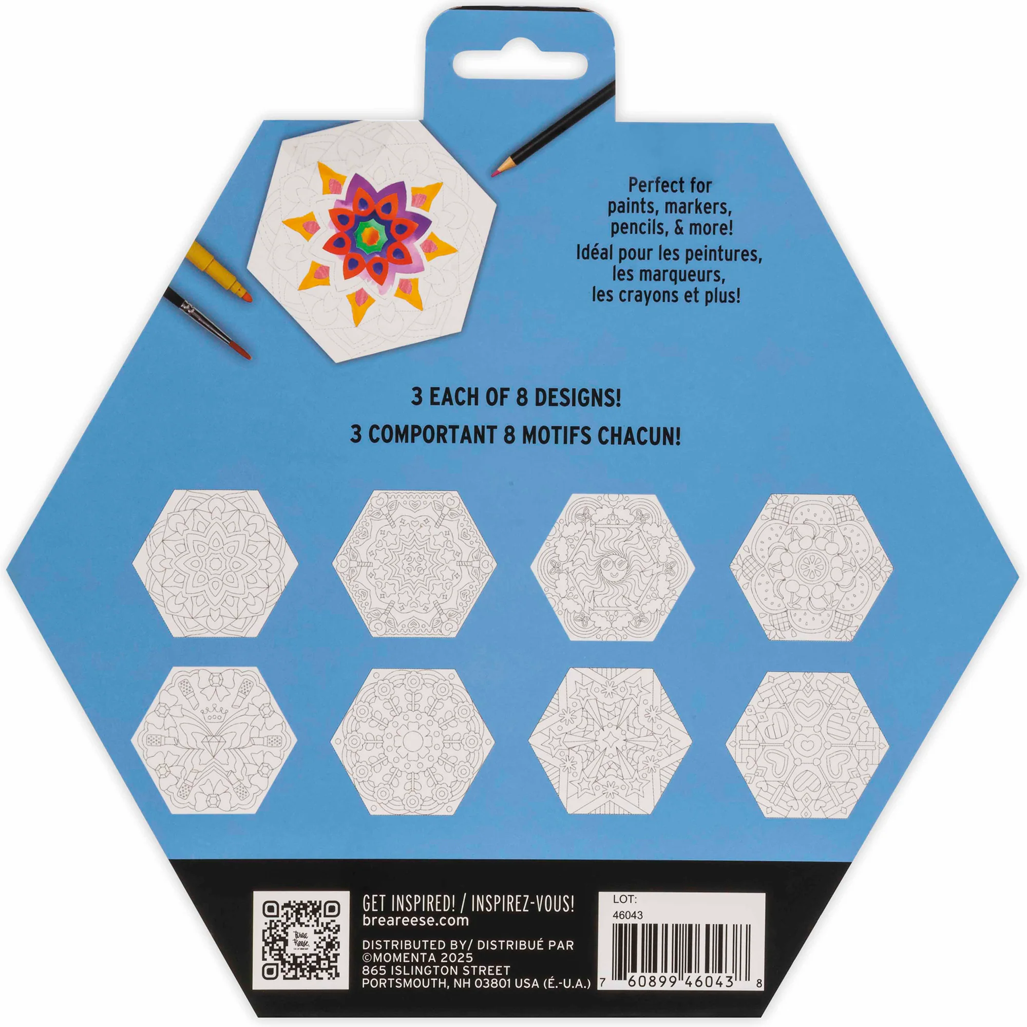 Mandala Mixed Media Coloring Pad - 24 Hexagon Sheets, 160gsm Acid-Free Paper - Image 2