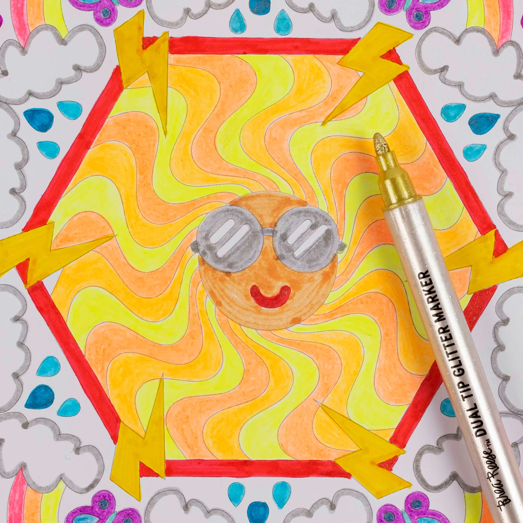 Mandala Mixed Media Coloring Pad - 24 Hexagon Sheets, 160gsm Acid-Free Paper - Image 4