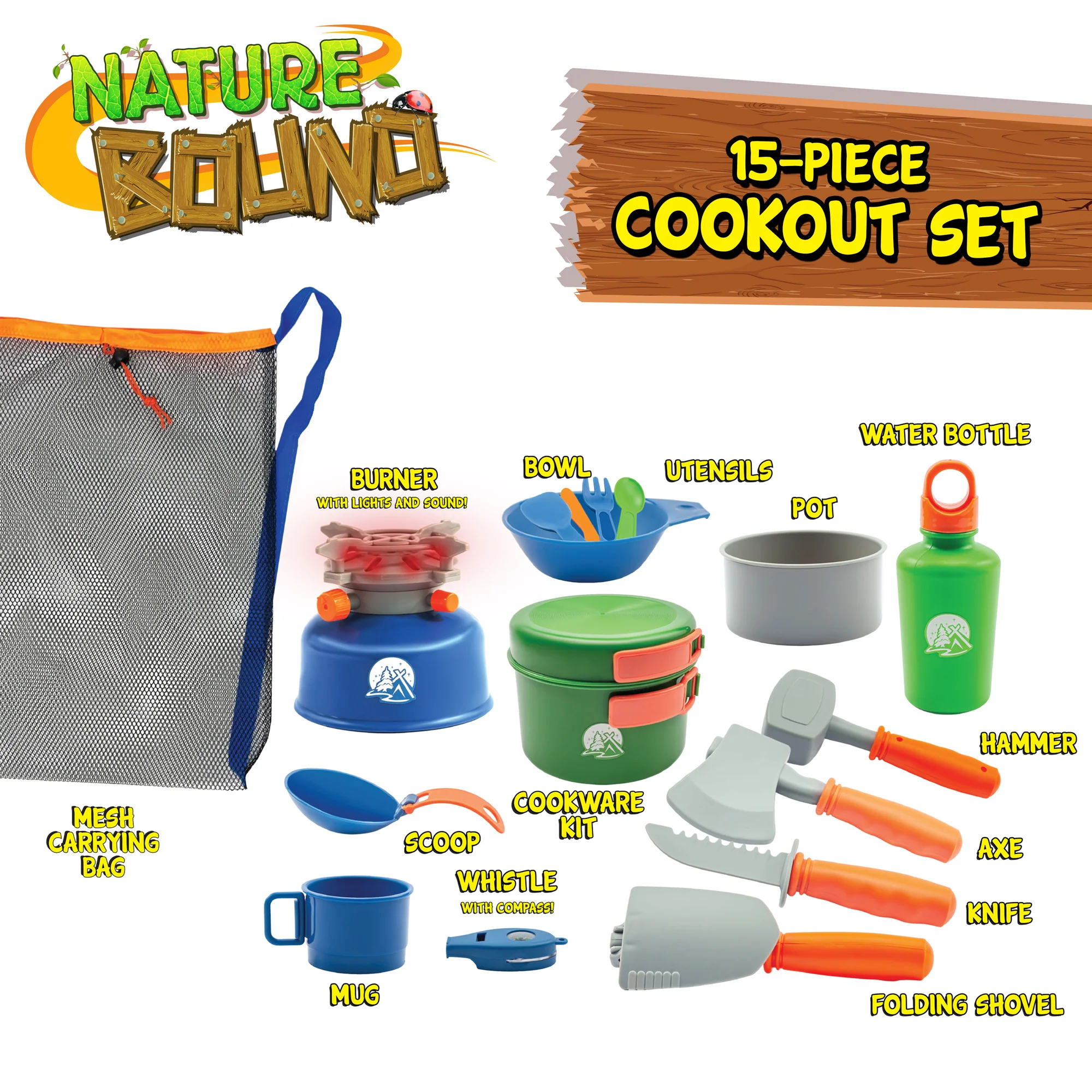 Nature Bound Camp Cookout Set with Light & Sound Burner for Kids, 15pc Set - Image 2