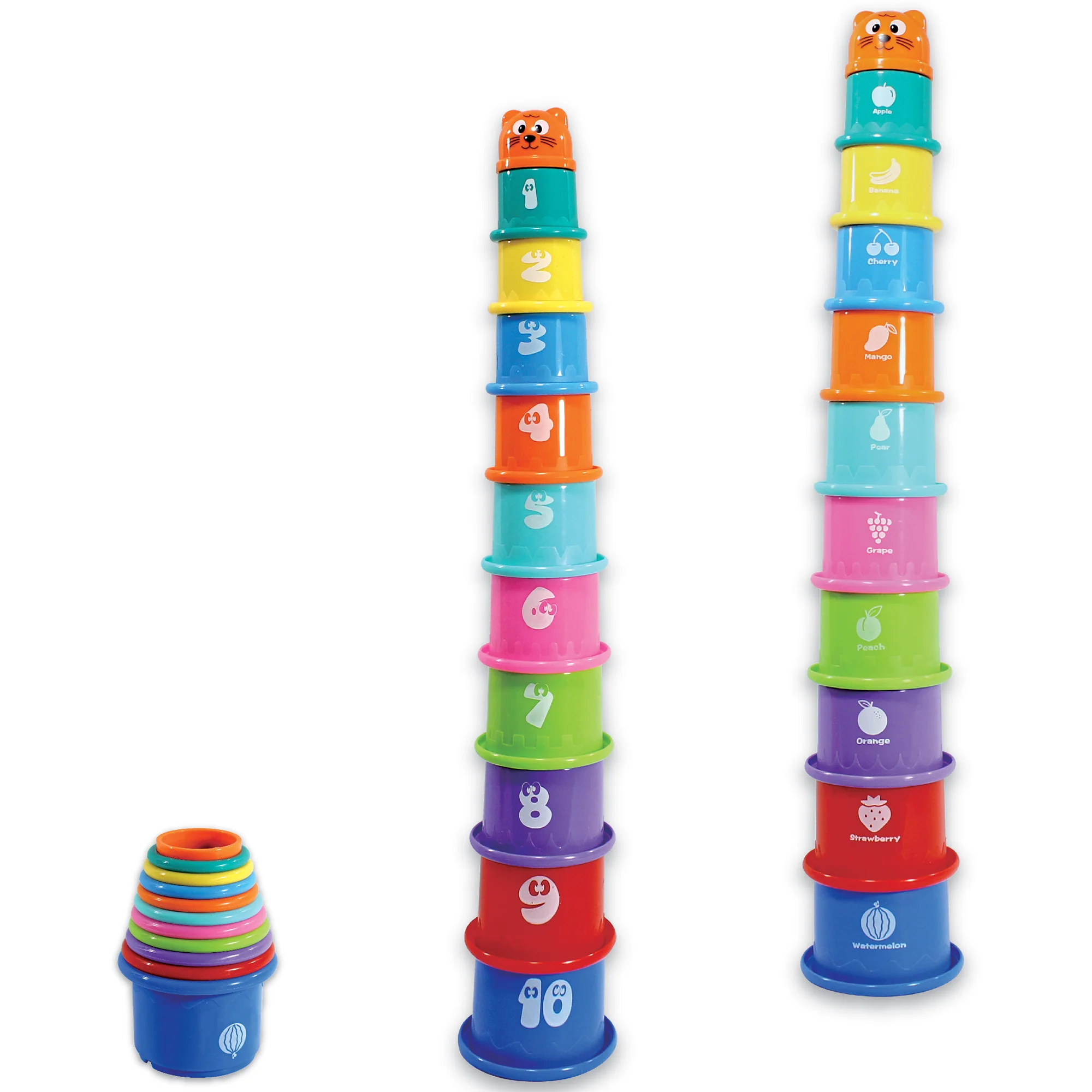 Nothing But Fun Toys Tower of Fun Stacking Cups - 10pc Rainbow Delight - Image 2