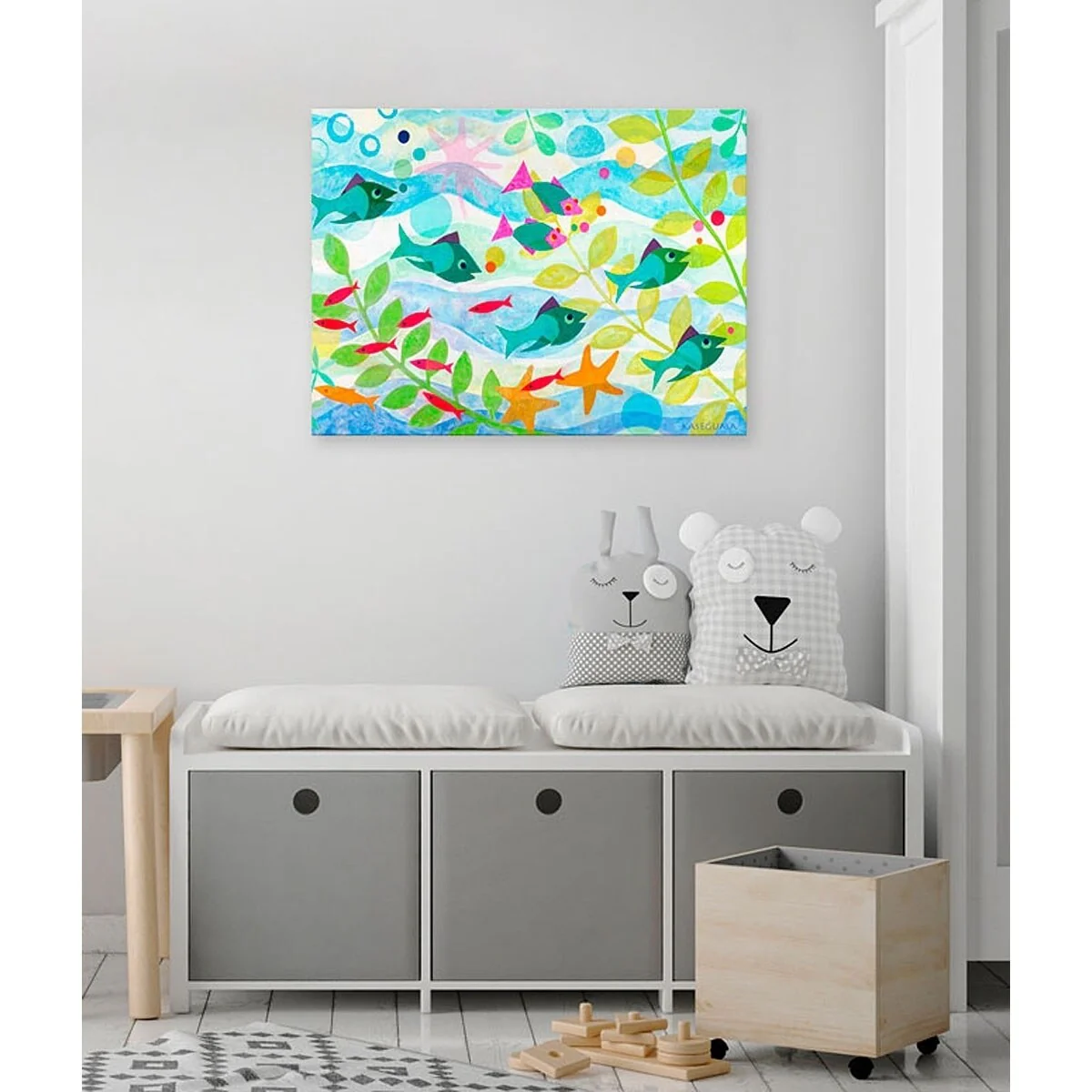 Oopsy Daisys Friendly Fish C: Turquoise Toddler Room Art - Image 2