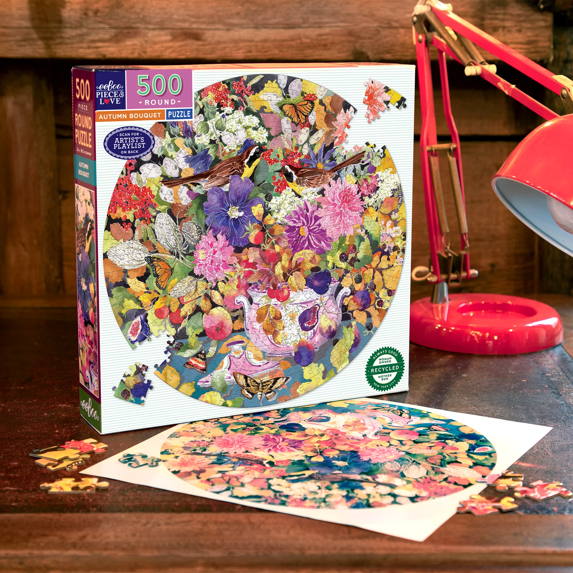 Piece&Love Autumn Bouquet - 500 pc Round Jigsaw Puzzle - Image 3