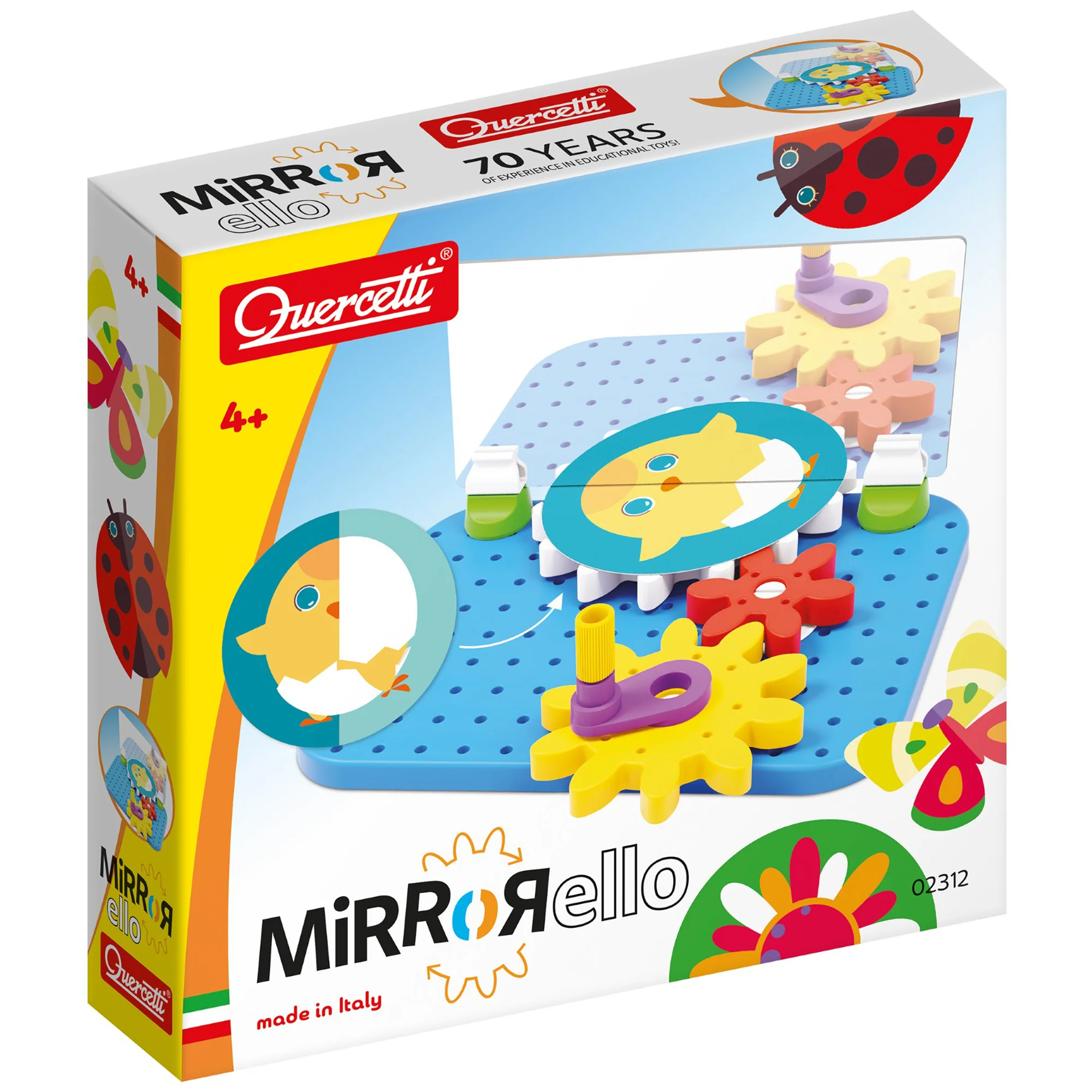 Quercetti Mirrorello - Interactive Gear Assembly Toy - STEM Learning for Kids 4+
