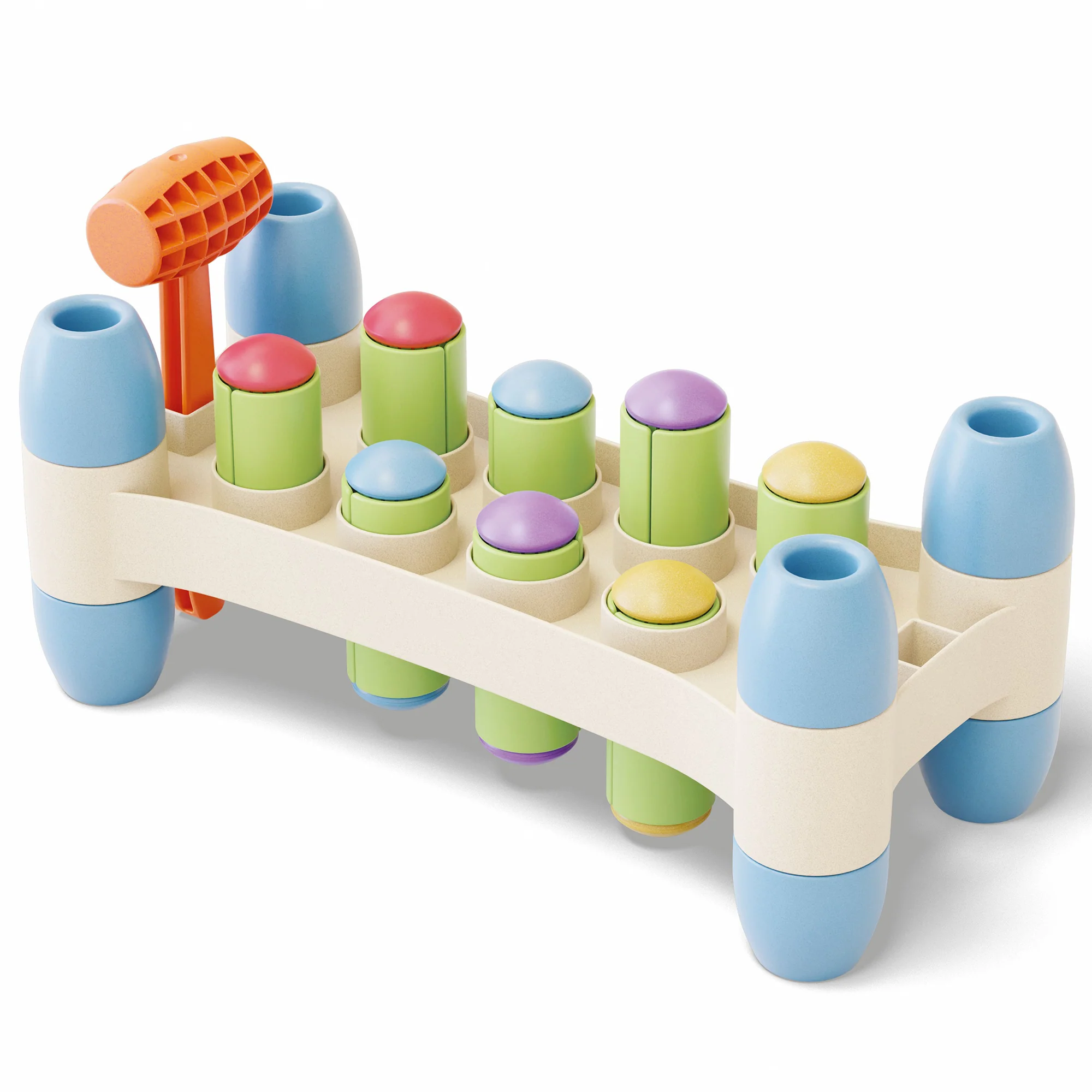 Quercetti PlayEco+ Hammer Peggy - Colorful Peg Pounding Toy - Image 3