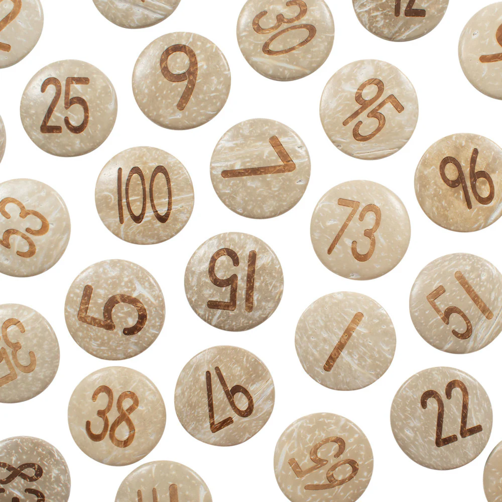Ready2Learn Coconut Numbers Set - Natural Coconut Shells - 1-100 Counting Pieces - Image 5