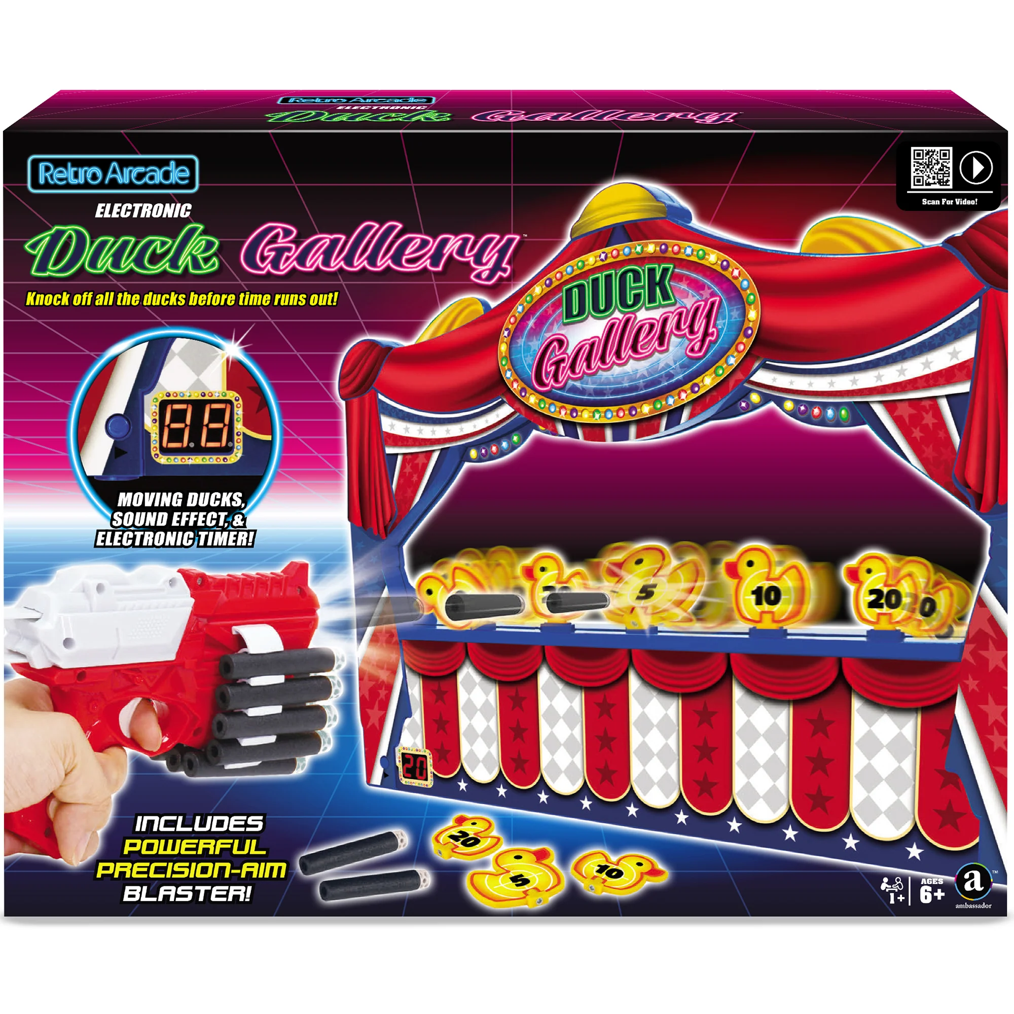 Retro Arcade Electronic Duck Shooting Gallery Game With Blaster And Darts